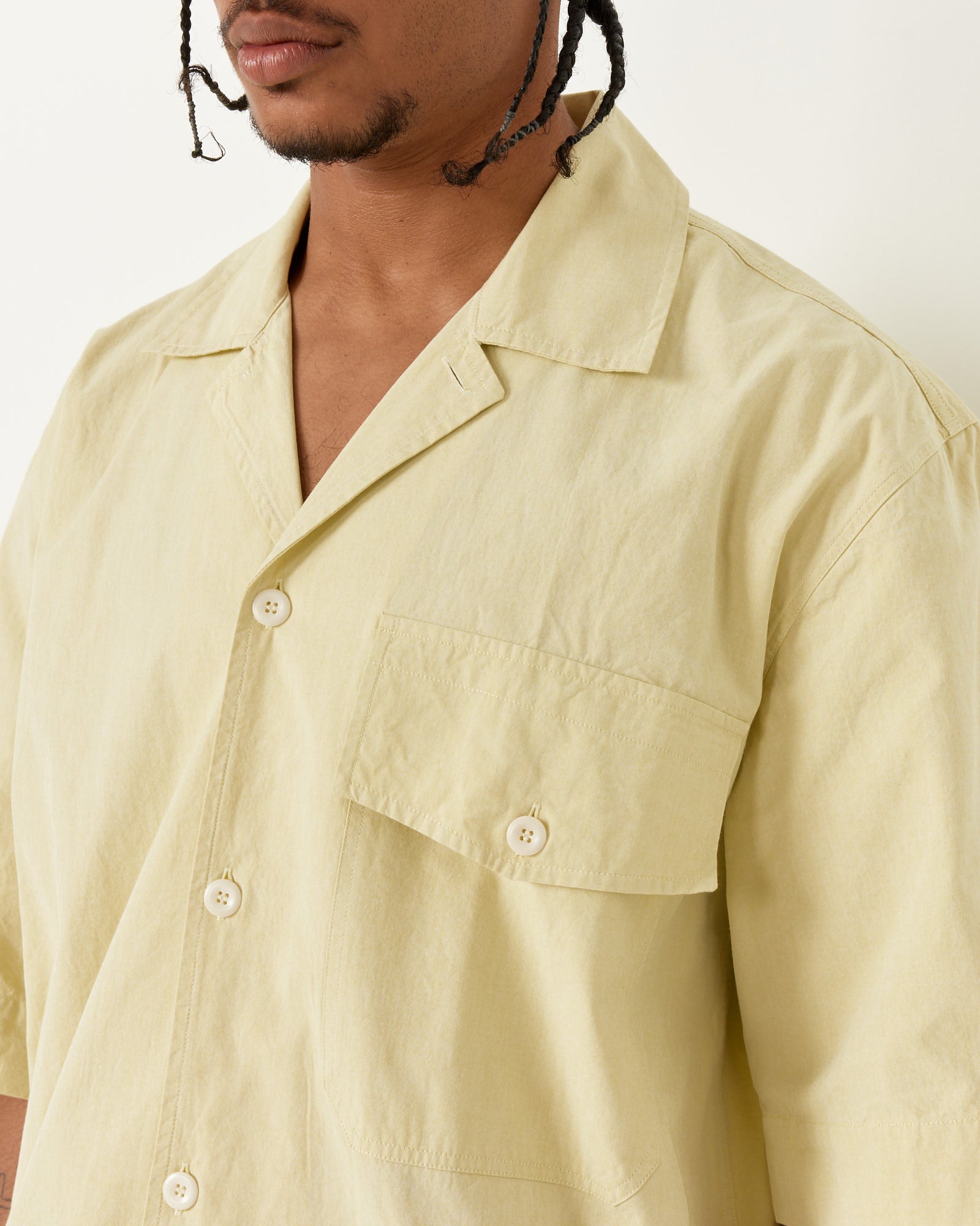 MHL S/S Flap Pocket Shirt Pale Yellow - Pale Yellow / L (259552)