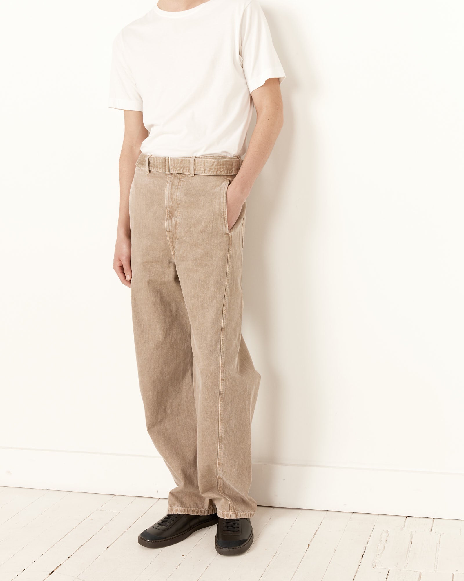 Lemaire Twisted Belted Pants Snow Beige - Snow Beige / M (259734)