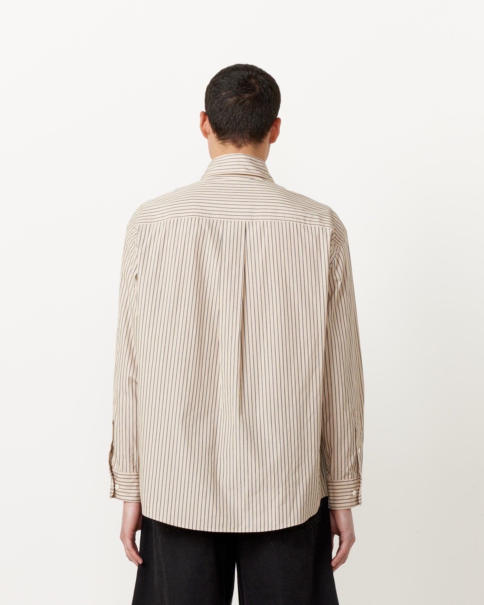 Lemaire Double Pocket L/S Shirt Mastic/Navy/White - Mastic/Navy/White / M (259773)