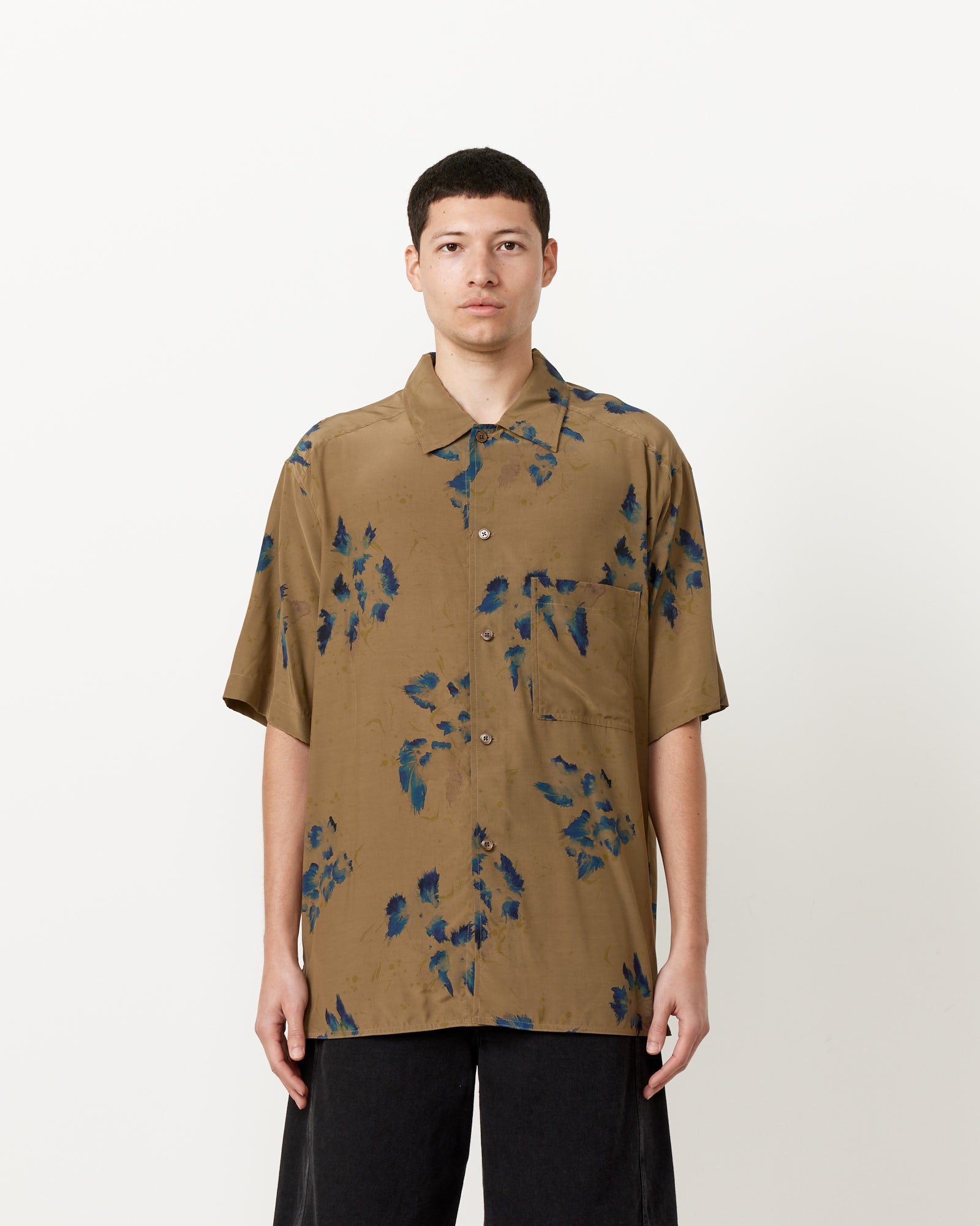 Lemaire Summer Shirt Khaki/Ink - Khaki/Ink / M (259785)