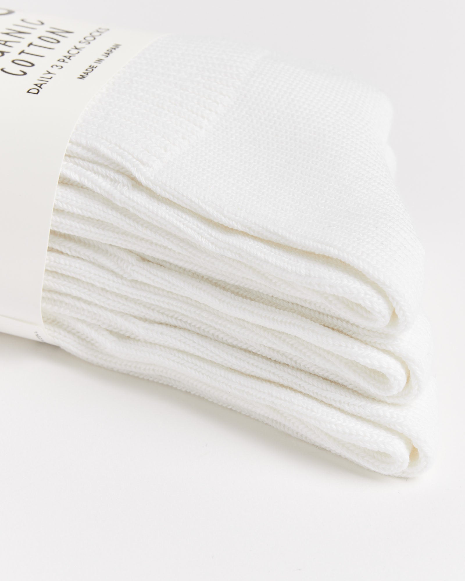 Rototo 1427 Daily 3 Pack Ribbed Crew Socks White - White / L (259806)