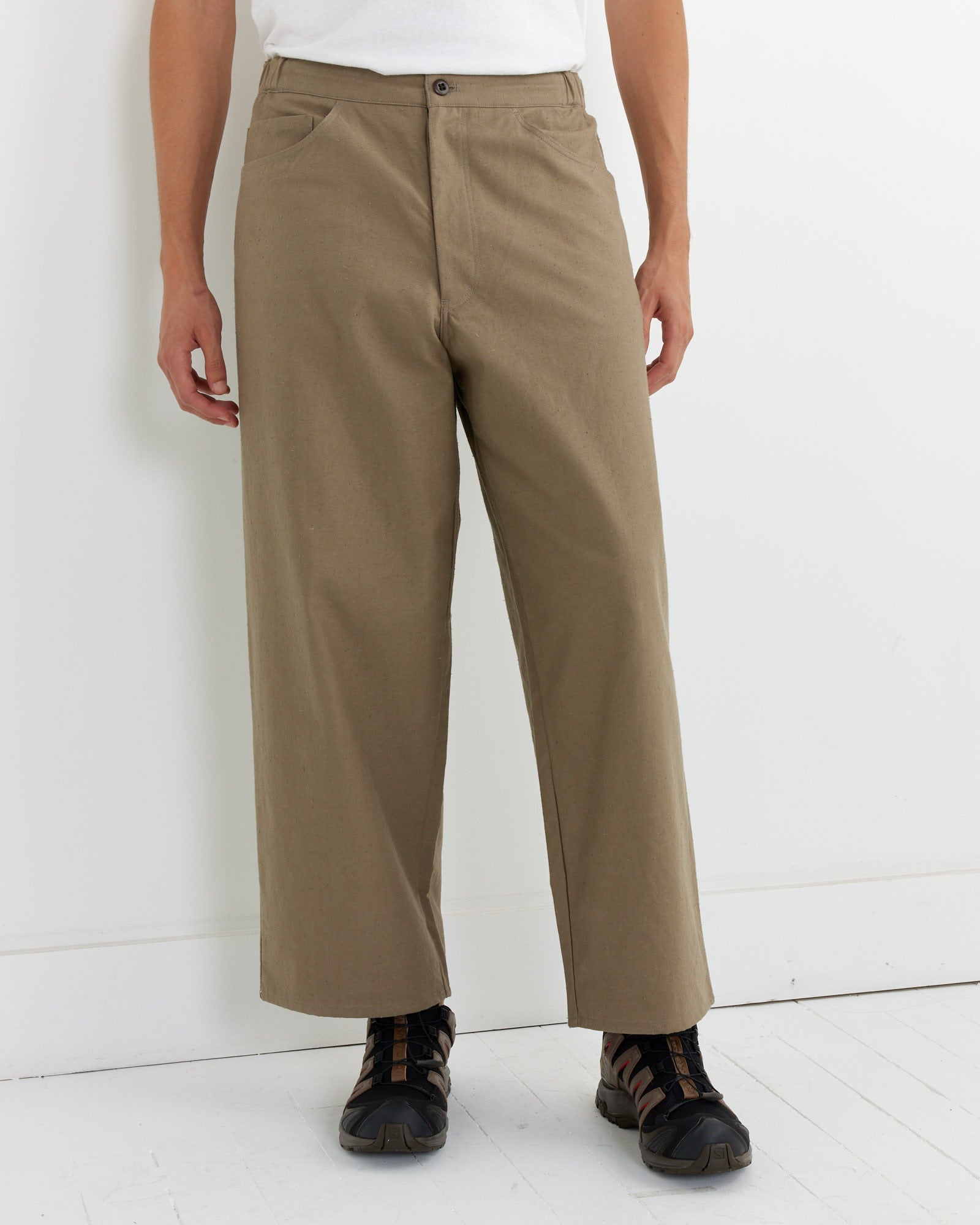 Back Nep Baggy Trousers in Sepia