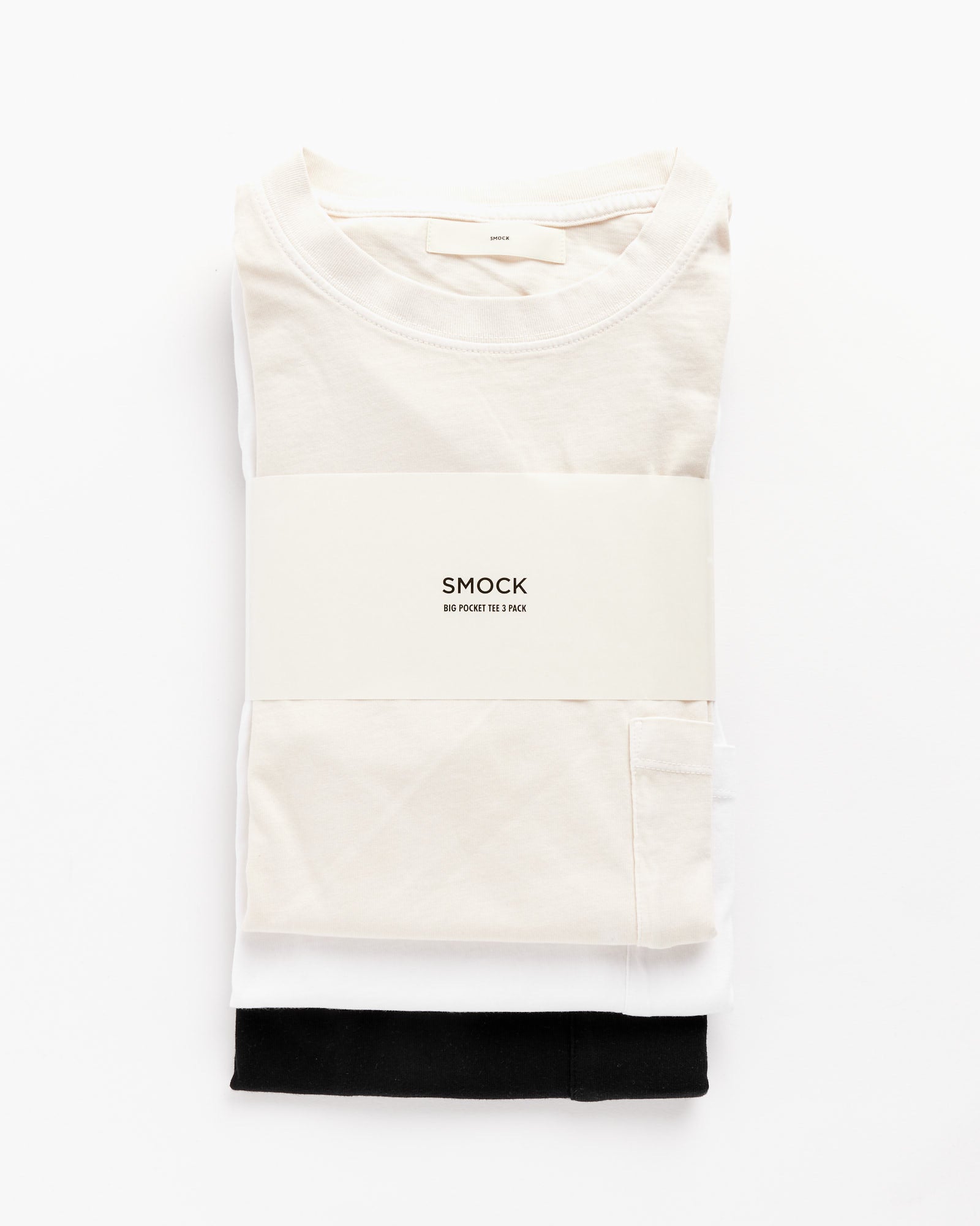 Big Pocket Tee Set of 3 - Black/Natural/White / M (260076)