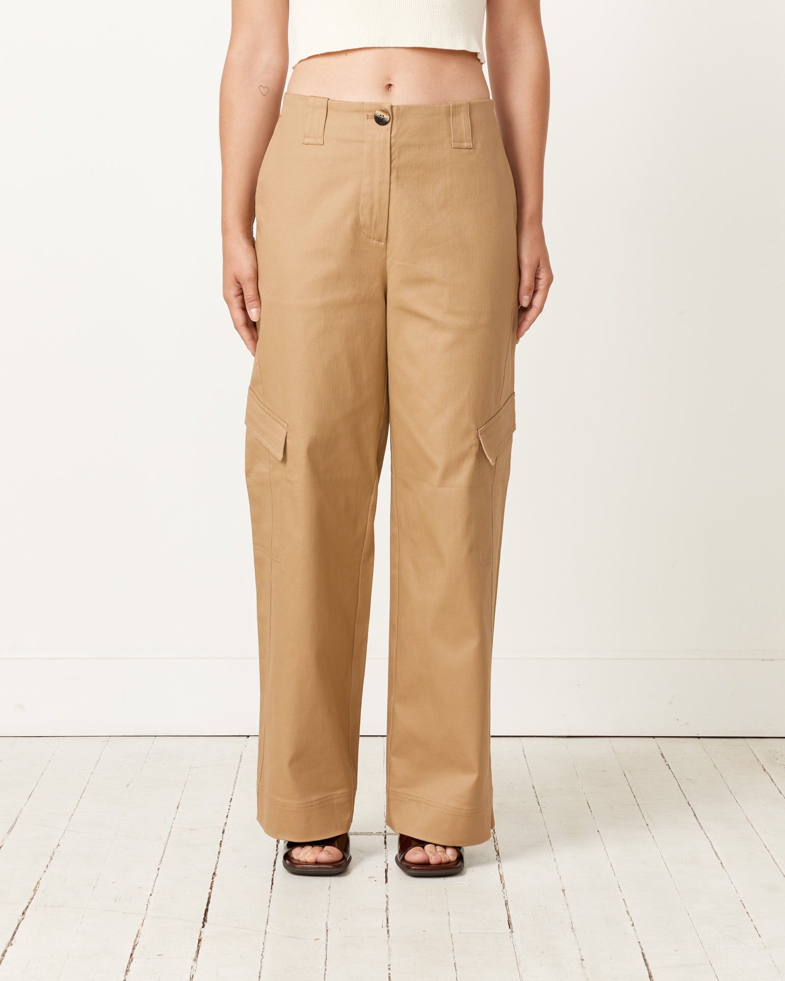 Herringbone Mid Waist Pant in Tiger's Eye