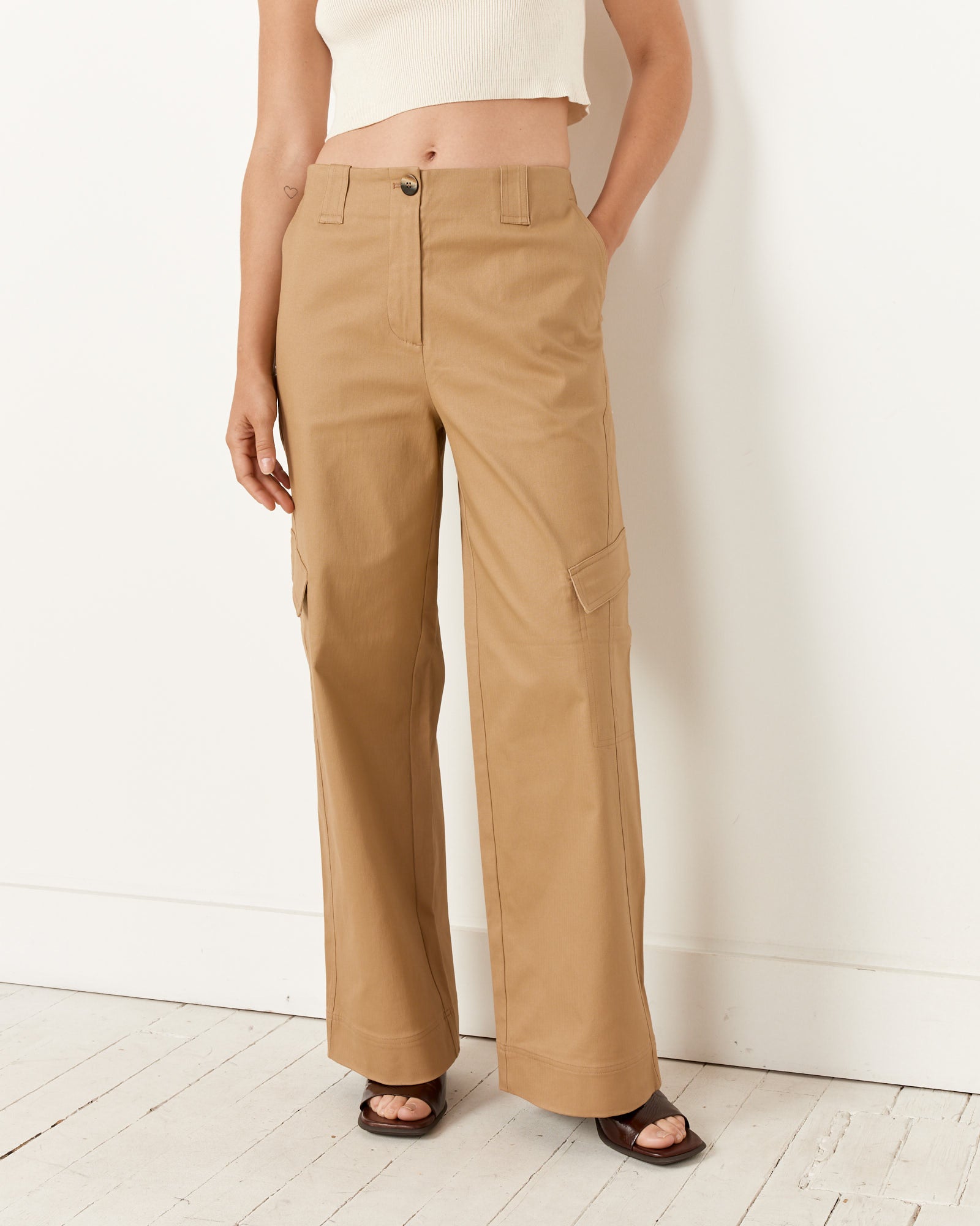 Herringbone Mid Waist Pant in Tiger's Eye