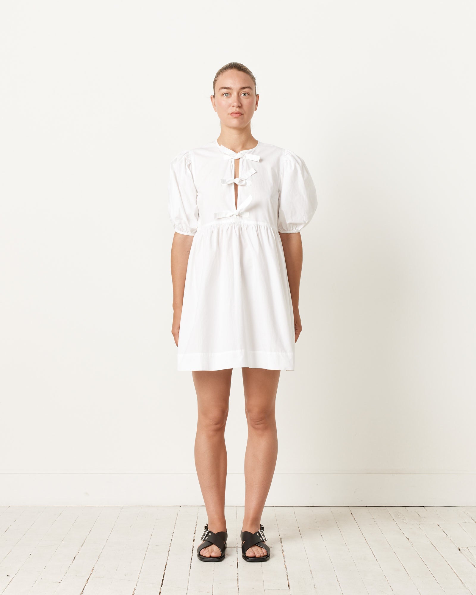 Tie String Mini Dress in Bright White