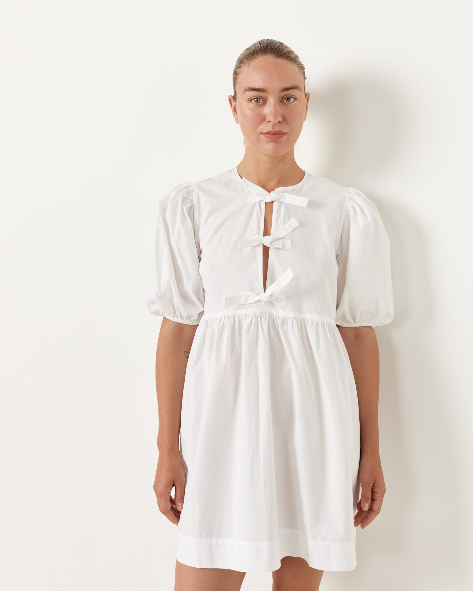 Tie String Mini Dress in Bright White