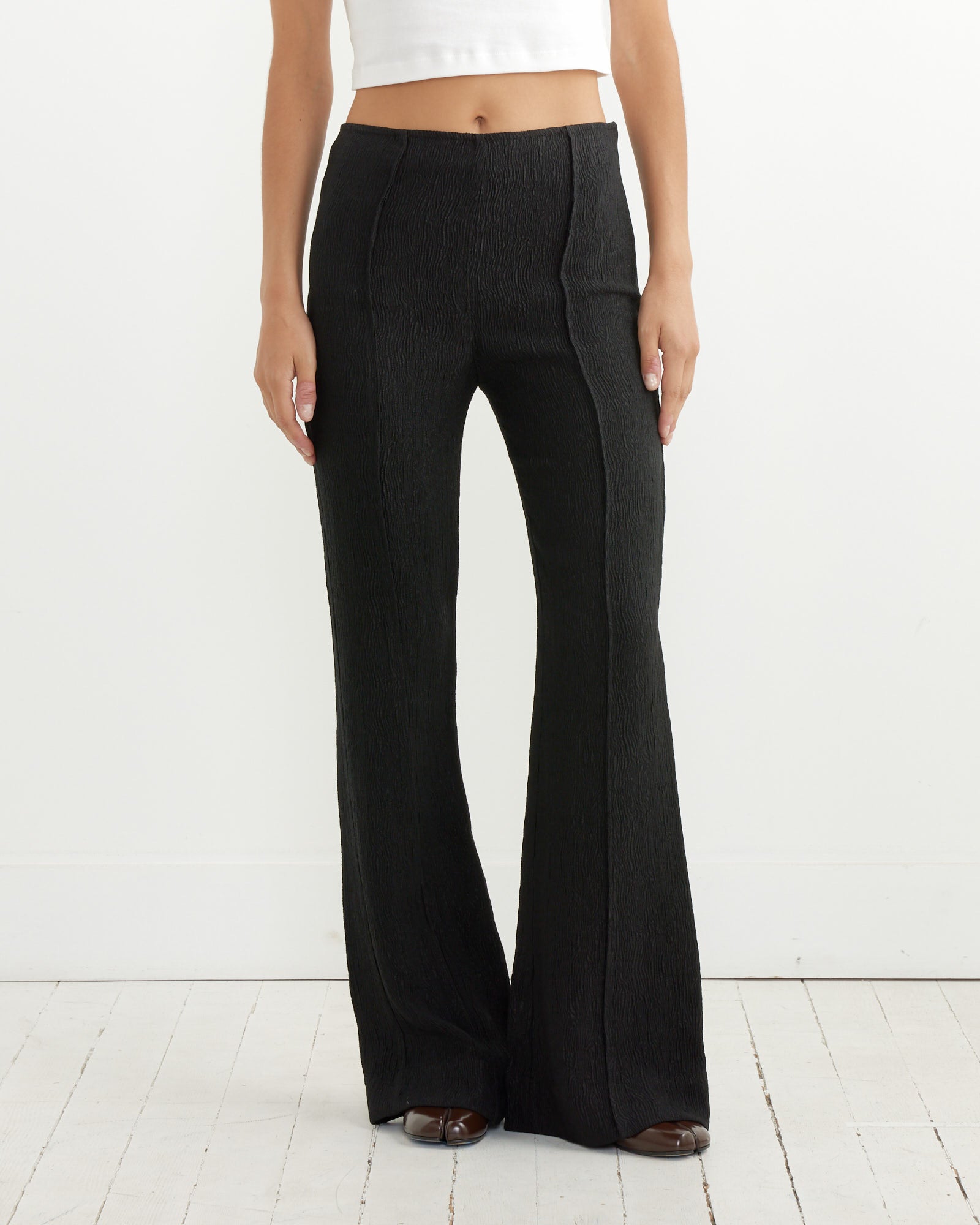 Crepe Flared Pant in Black