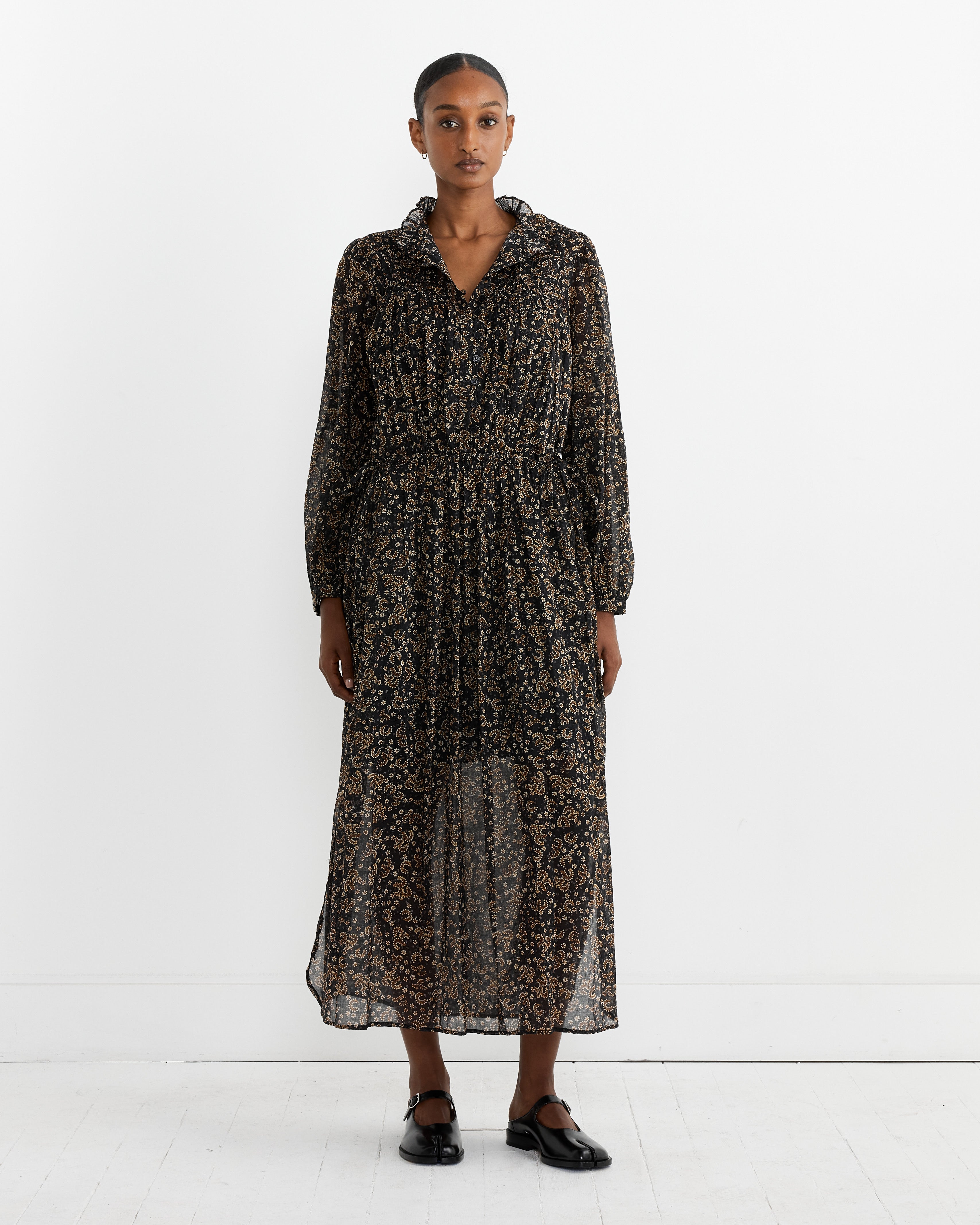 Dalida Dress in Black/Ochre