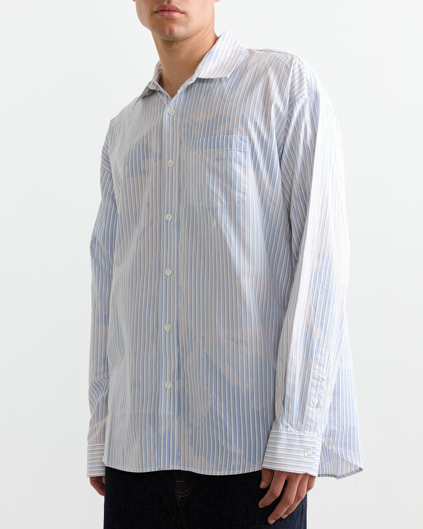 Stussy L/S Bleached Shirt Blue - Blue / L (260765)