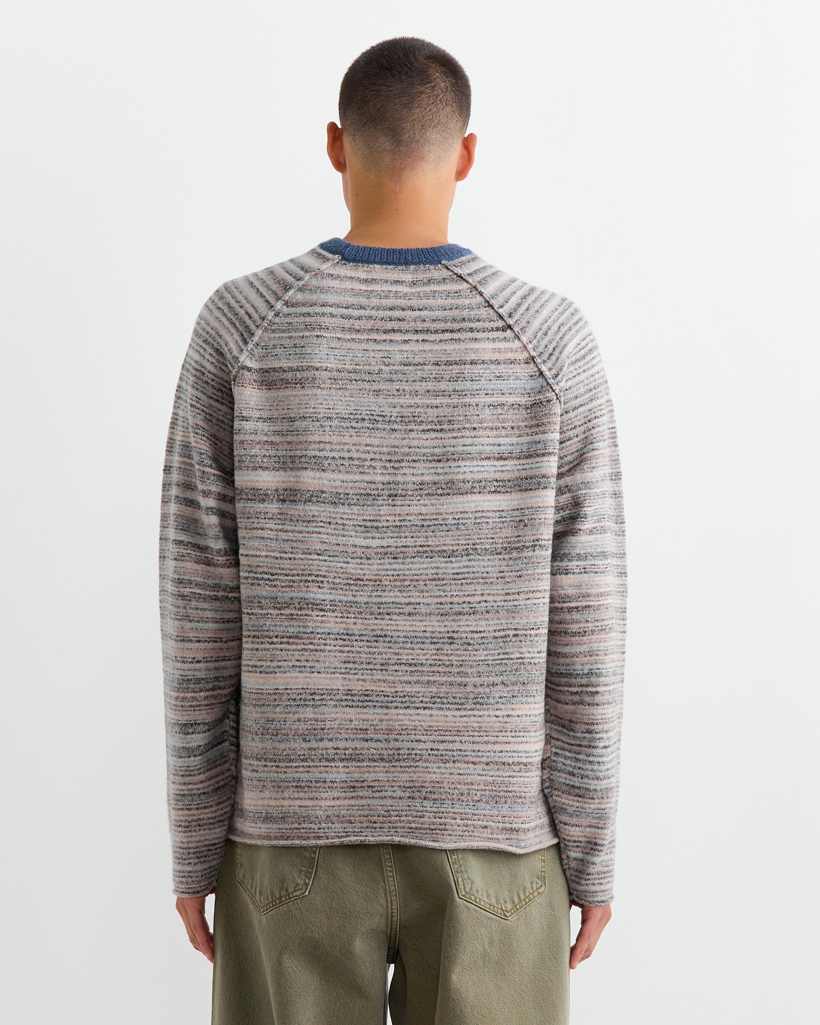 Stussy Textured Contrast Collar Crewneck Grey Multi - Grey Multi / L (260813)