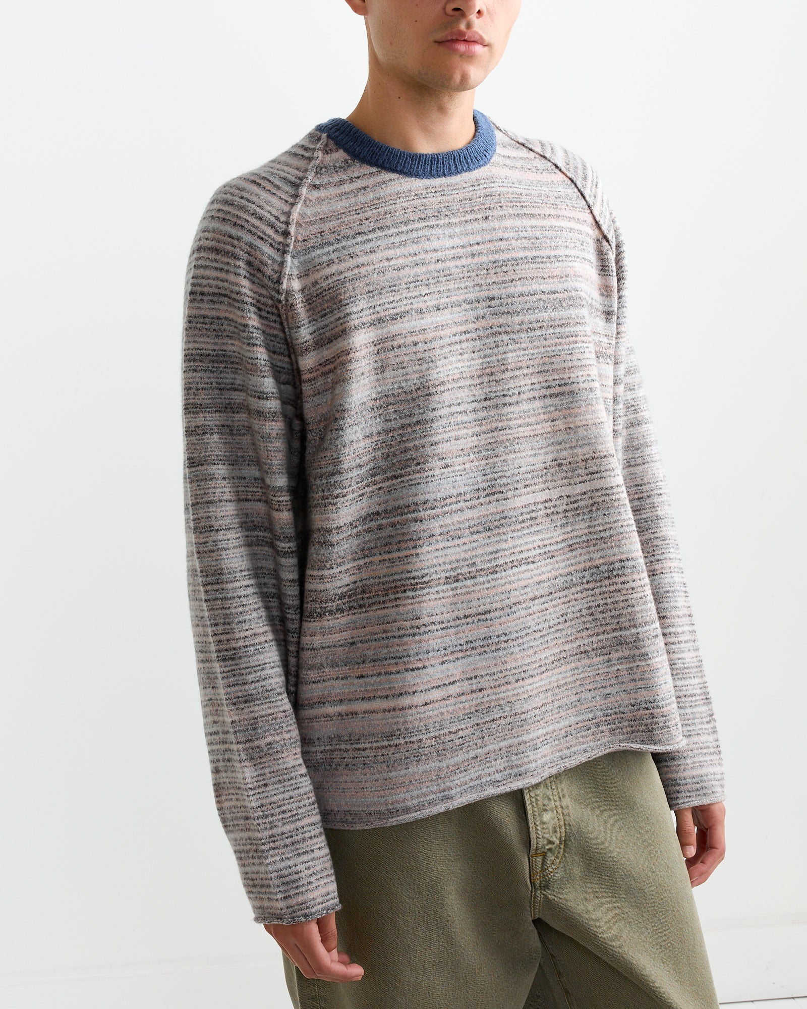 Stussy Textured Contrast Collar Crewneck Grey Multi - Grey Multi / L (260813)