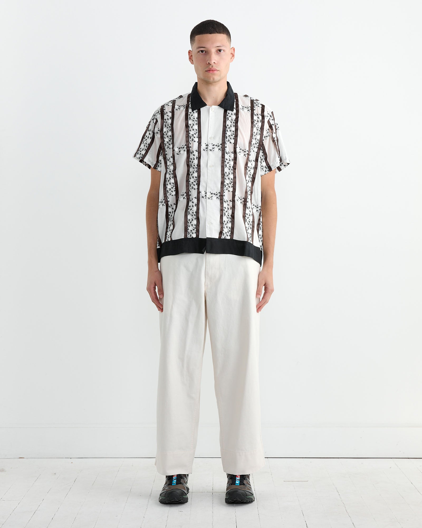 Bode Lattice Spring S/S Shirt White/Black - White/Black / XL (260891)