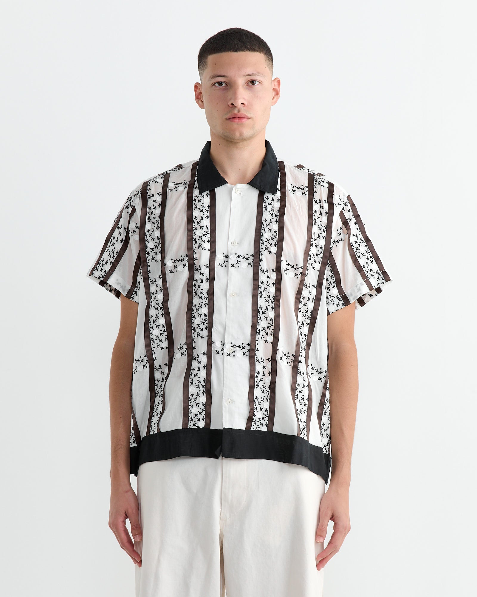 Bode Lattice Spring S/S Shirt White/Black - White/Black / XL (260891)