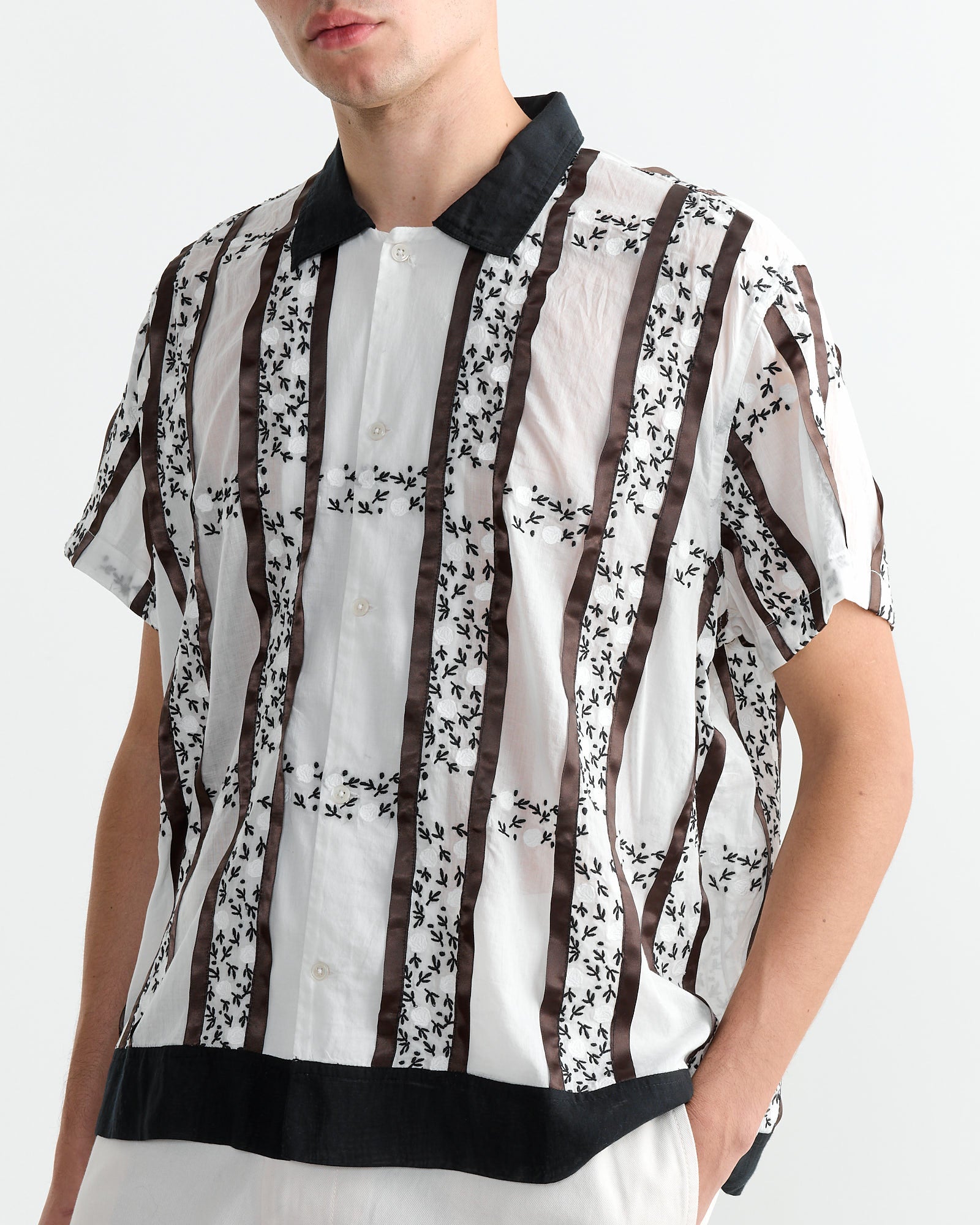 Bode Lattice Spring S/S Shirt White/Black - White/Black / XL (260891)