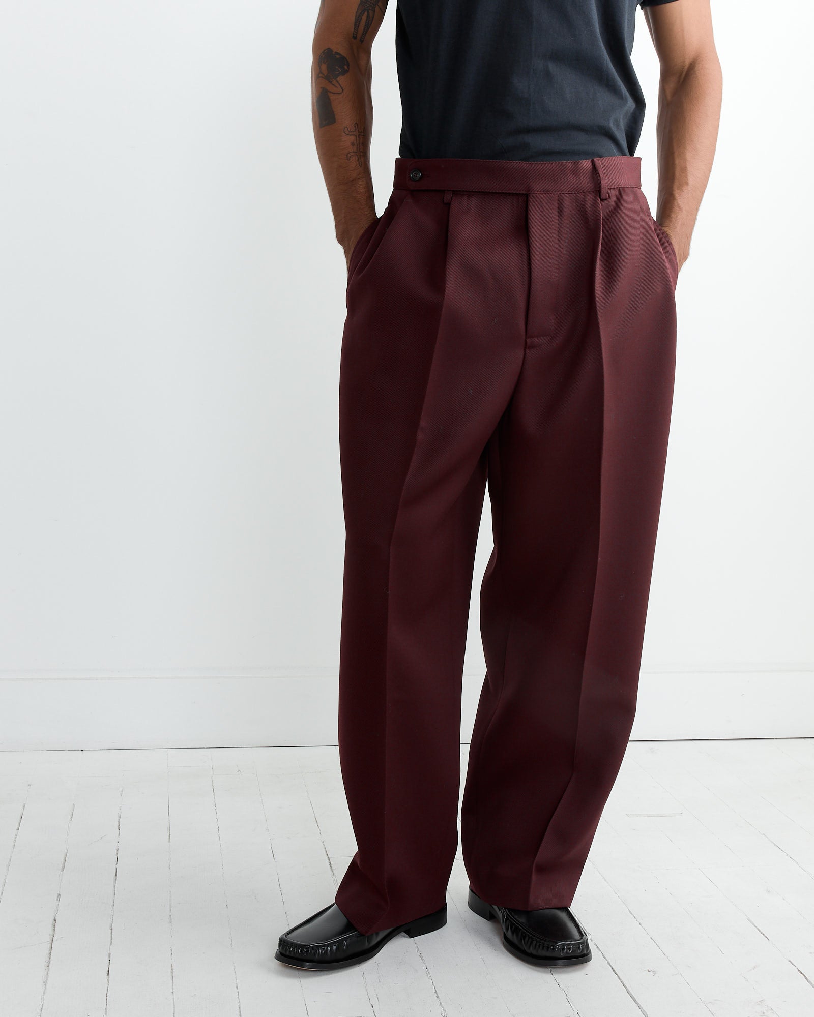 Bode Riding Twill Braided Trouser Burgundy - Burgundy / 34 (260900)