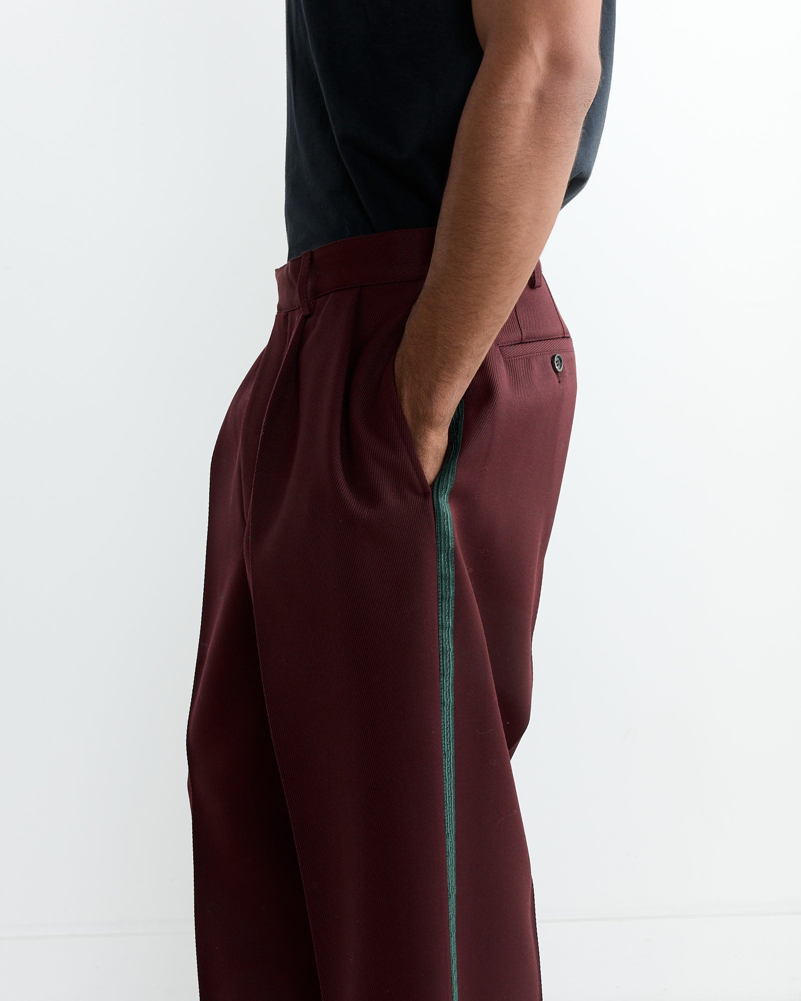 Bode Riding Twill Braided Trouser Burgundy - Burgundy / 34 (260900)