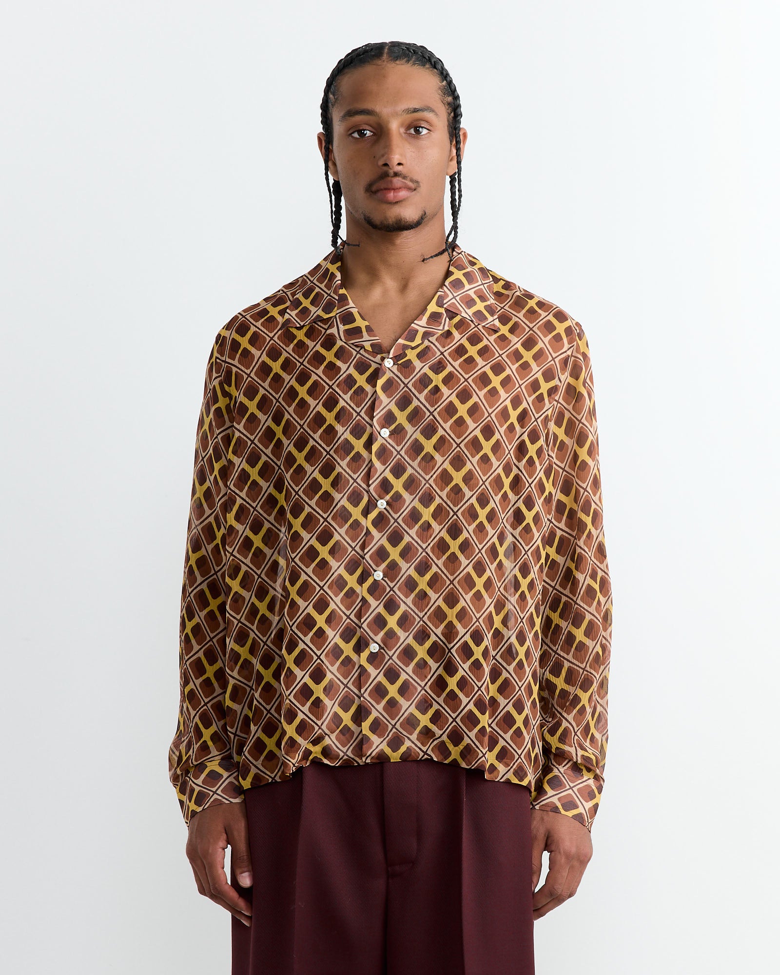 Bode Cattail Plaid L/S Shirt Brown Multi - Brown Multi / XL (260914)