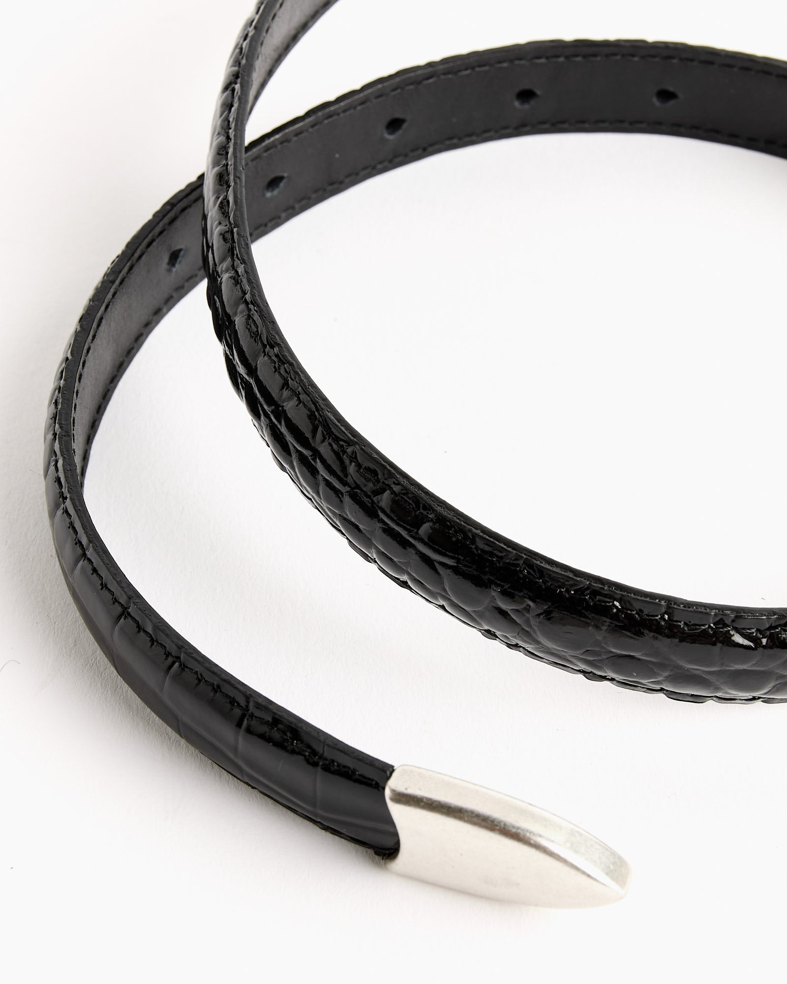 Croc Bull Hide Belt in Licorice