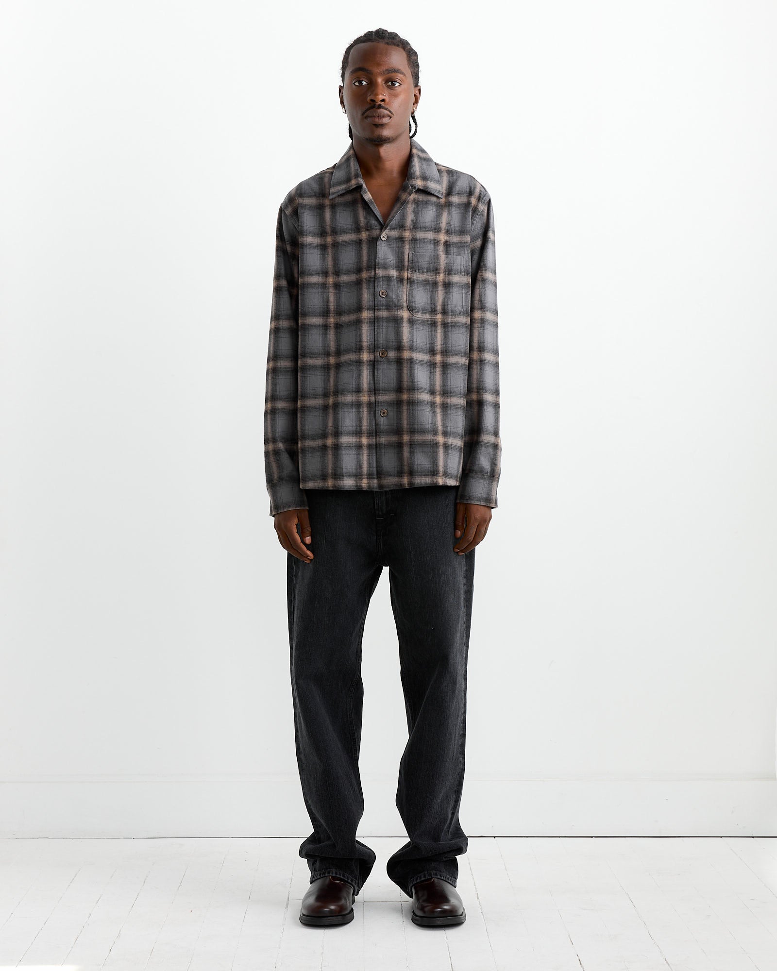 Hausen Shirt in Oyster Check Flannel