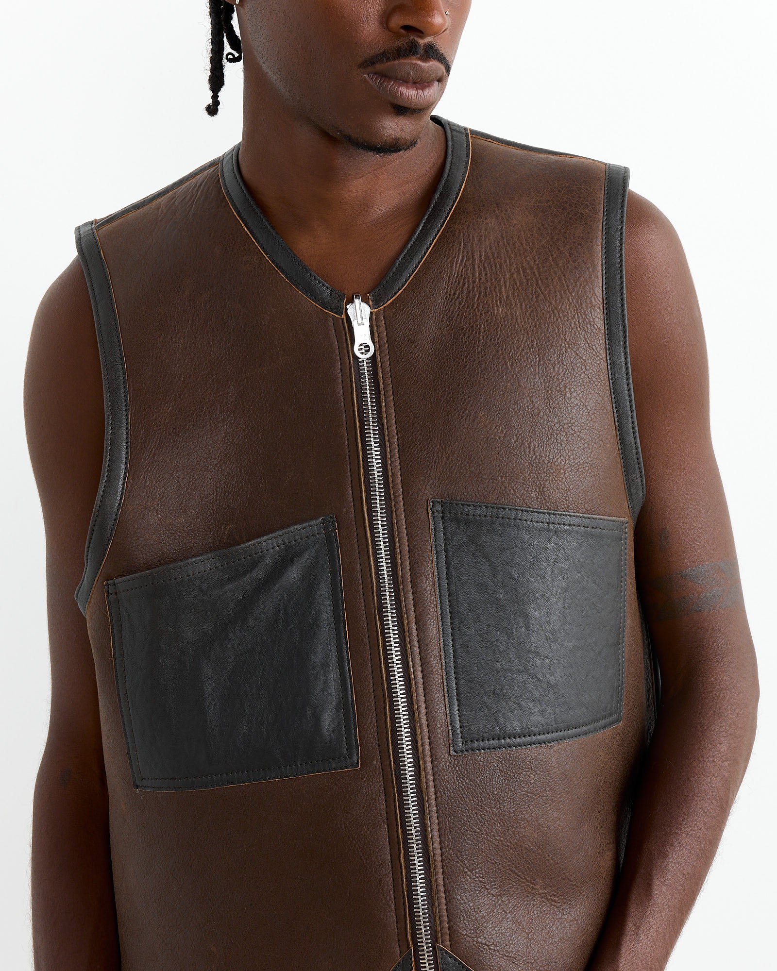 Our Legacy Reversible Shearling Vest Rustic Grain Brown - Rustic Grain Brown / 48 (261104)