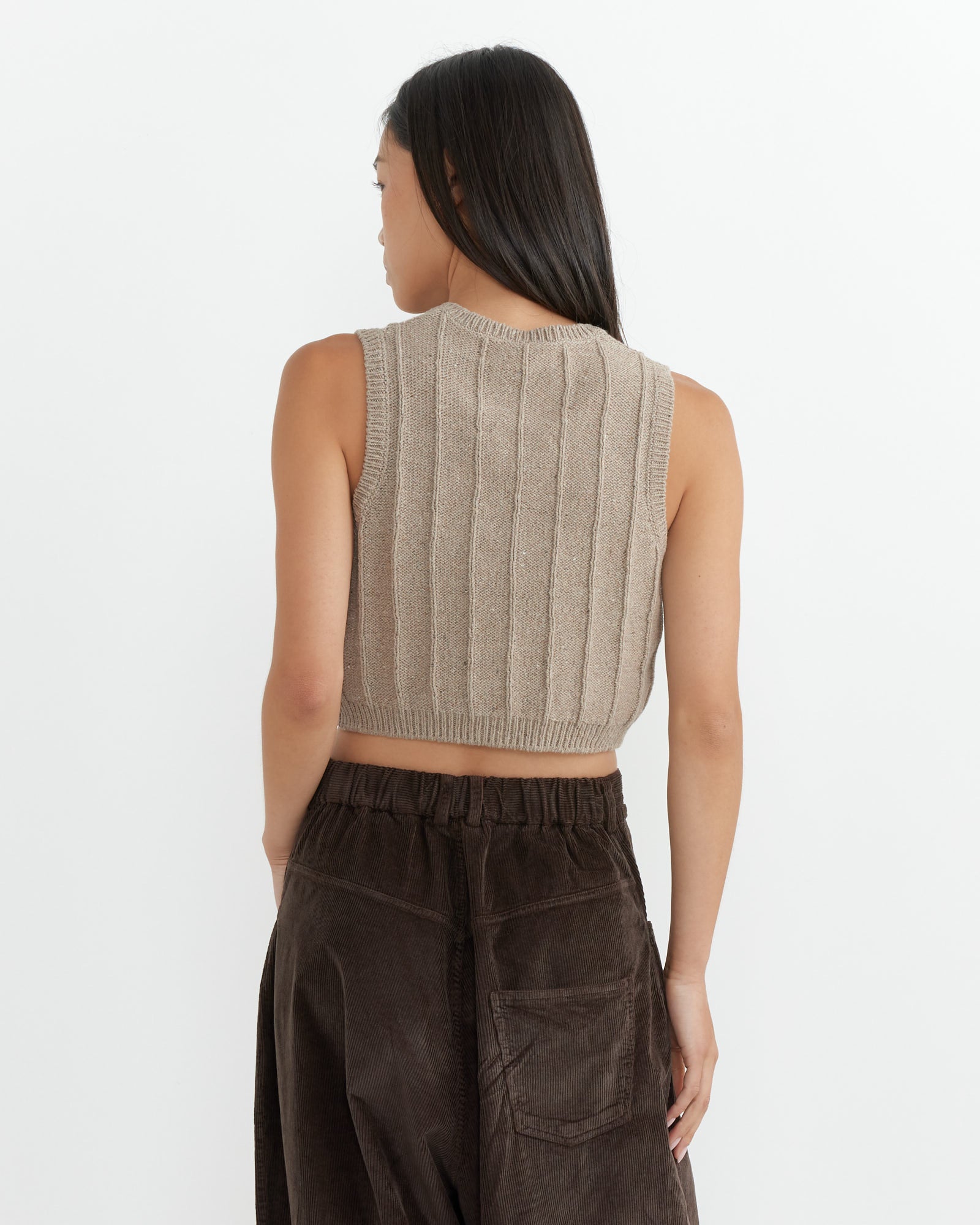 Cordera Heather Cotton Waistcoat - Taupe / OS (261228)