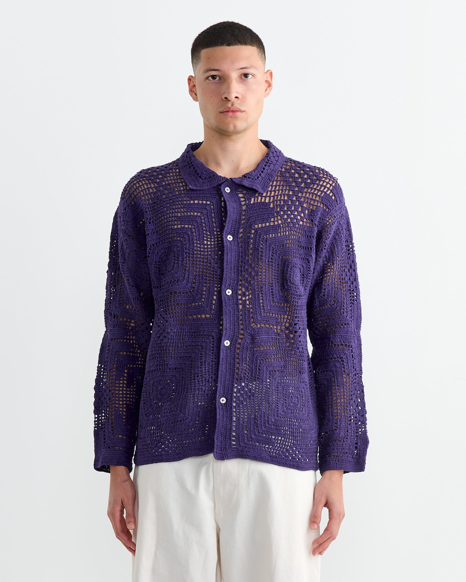 Crochet Overshirt in Purple