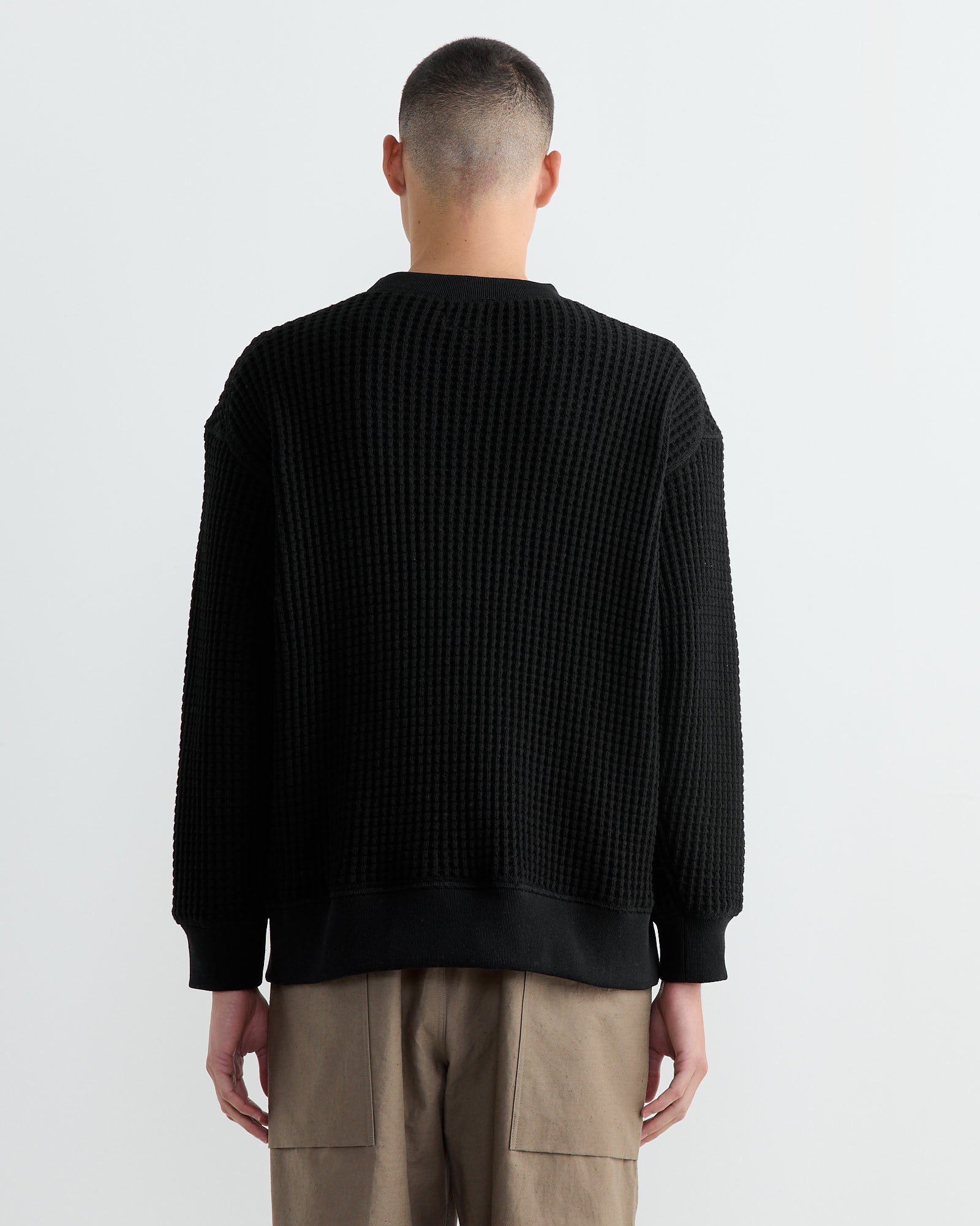 Jackman Waffle Crewneck Black - Black / L (261402)