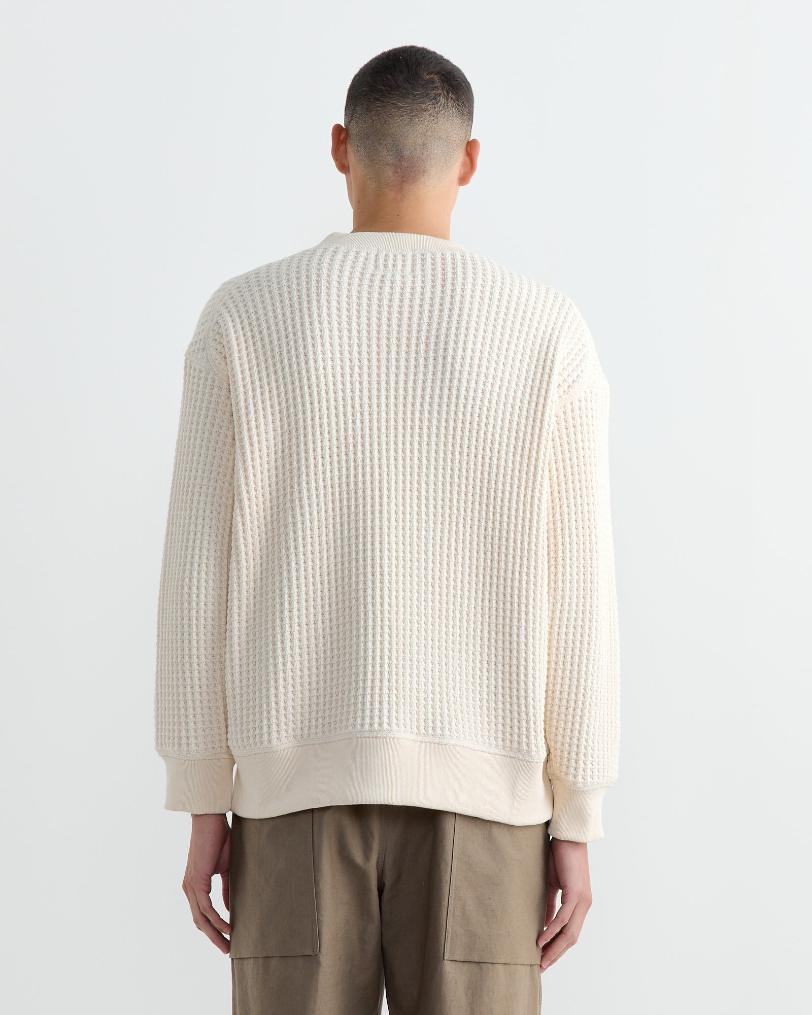 Jackman Waffle Crewneck Ivory - Ivory / L (261406)