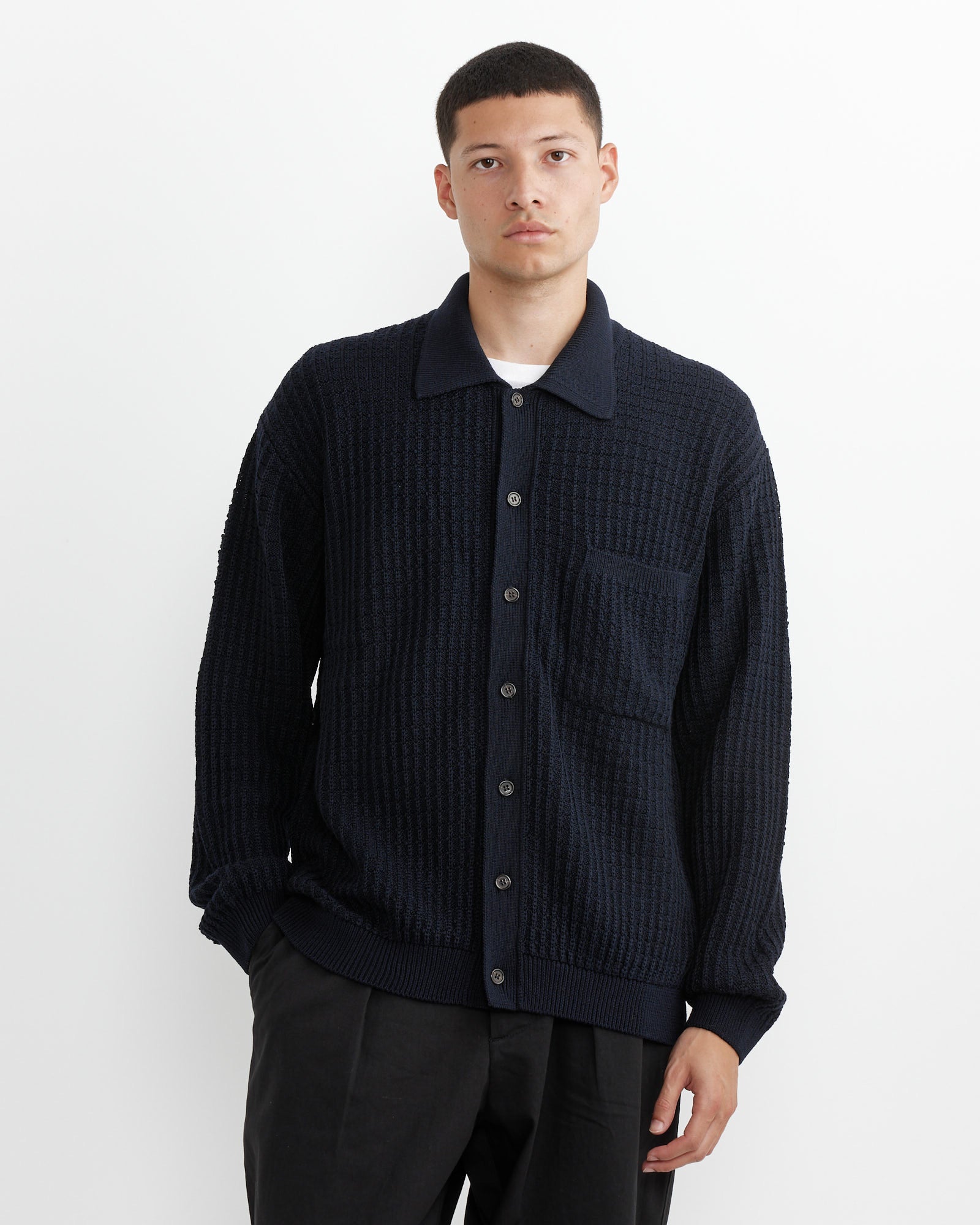 Universal Works Knit Jacket Navy - Navy / L (261546)