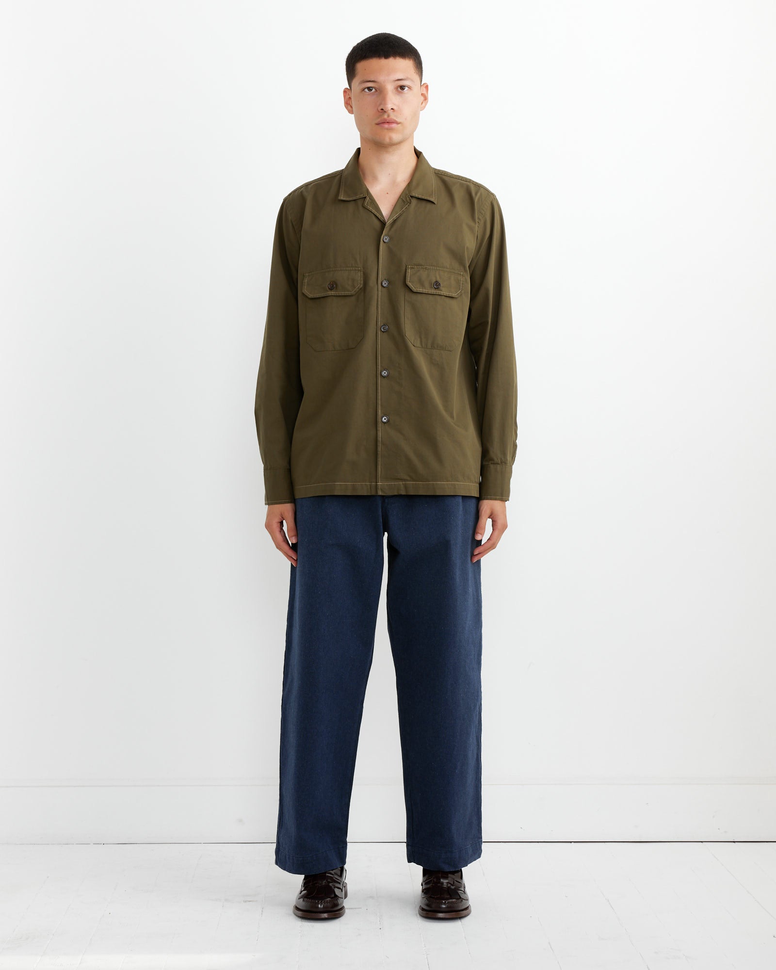 Universal Works Utility Shirt Olive - Olive / L (261576)