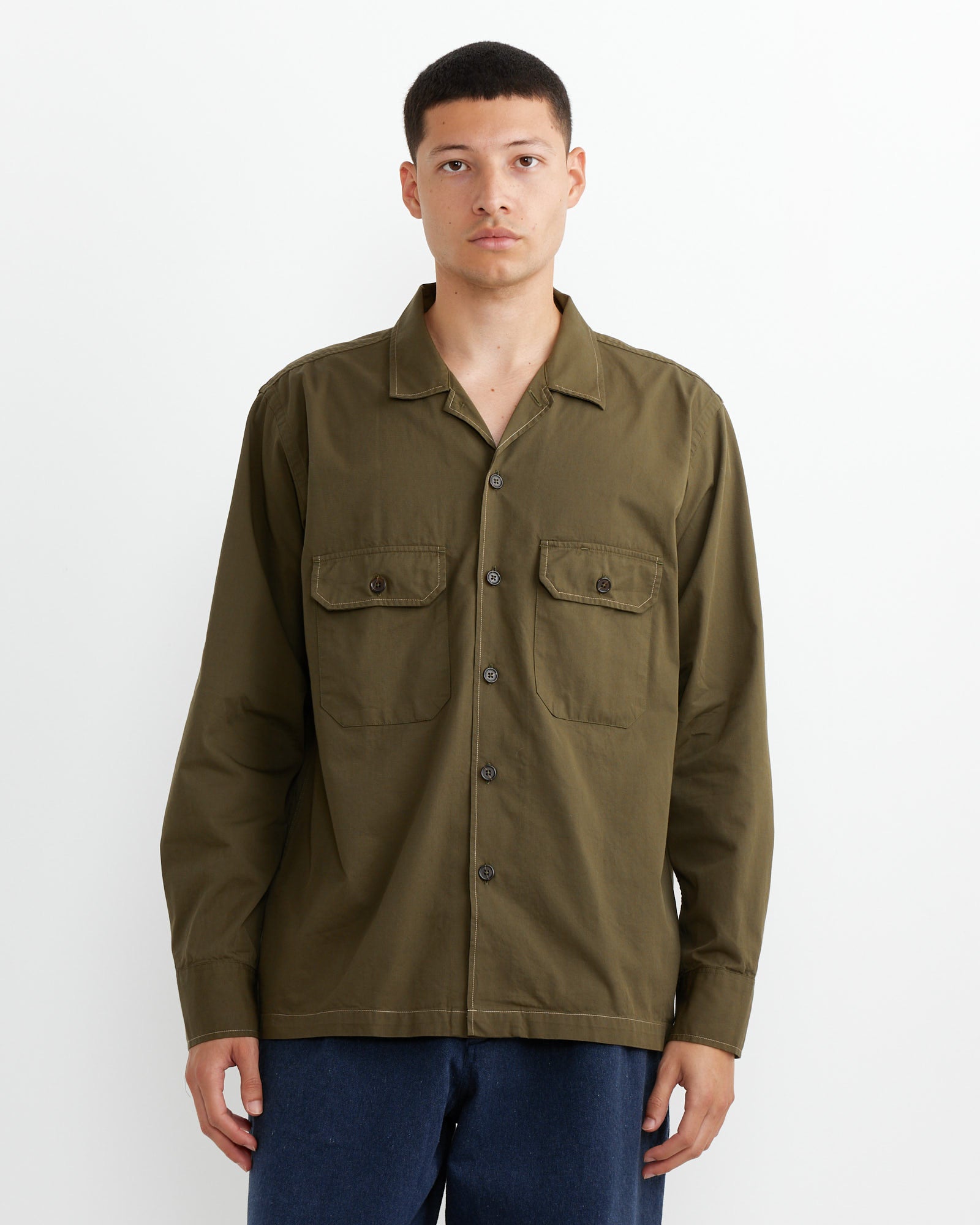 Universal Works Utility Shirt Olive - Olive / L (261576)