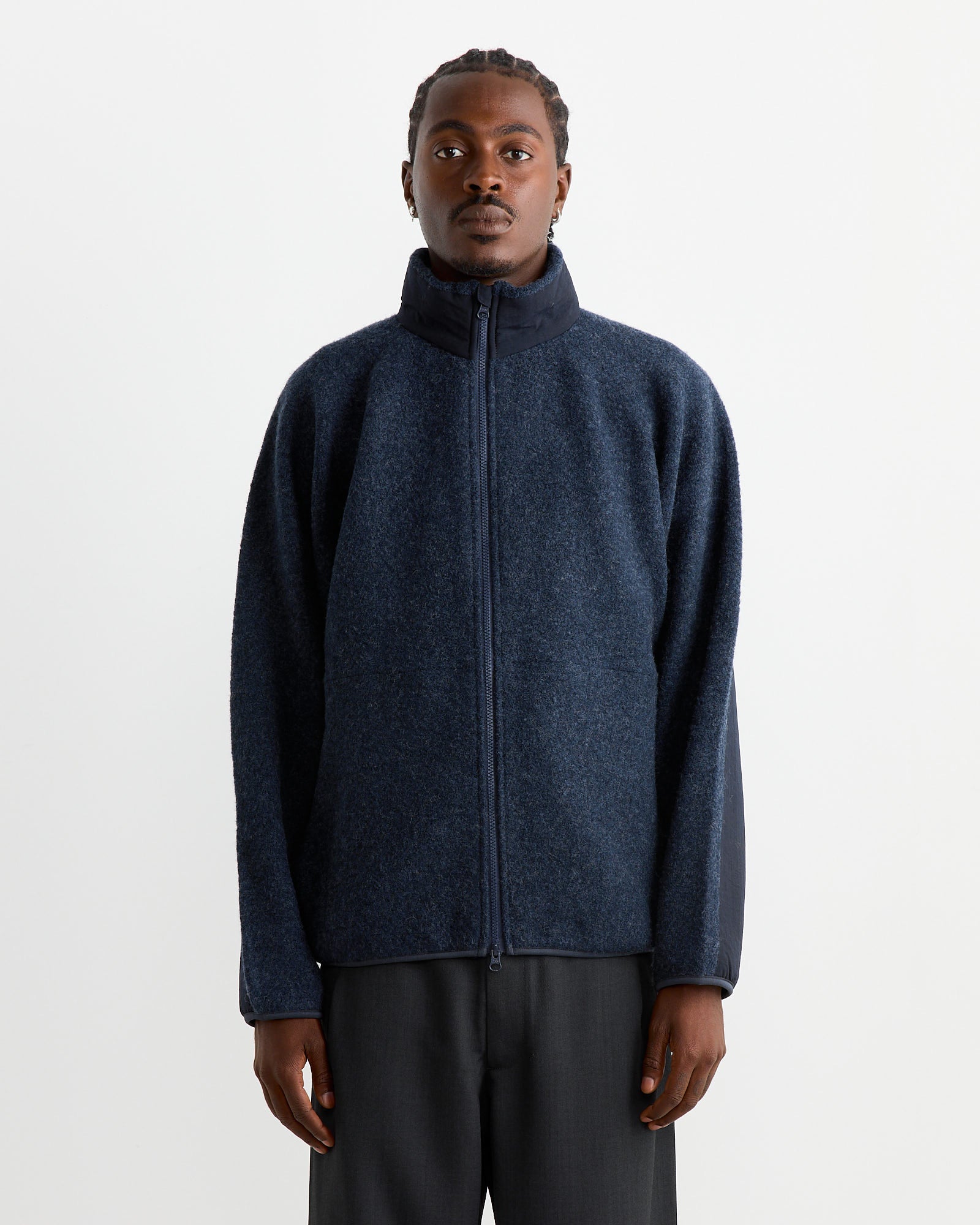 Nanamica Boiled Wool Zip Up Sweater Navy - Navy / M (261916)