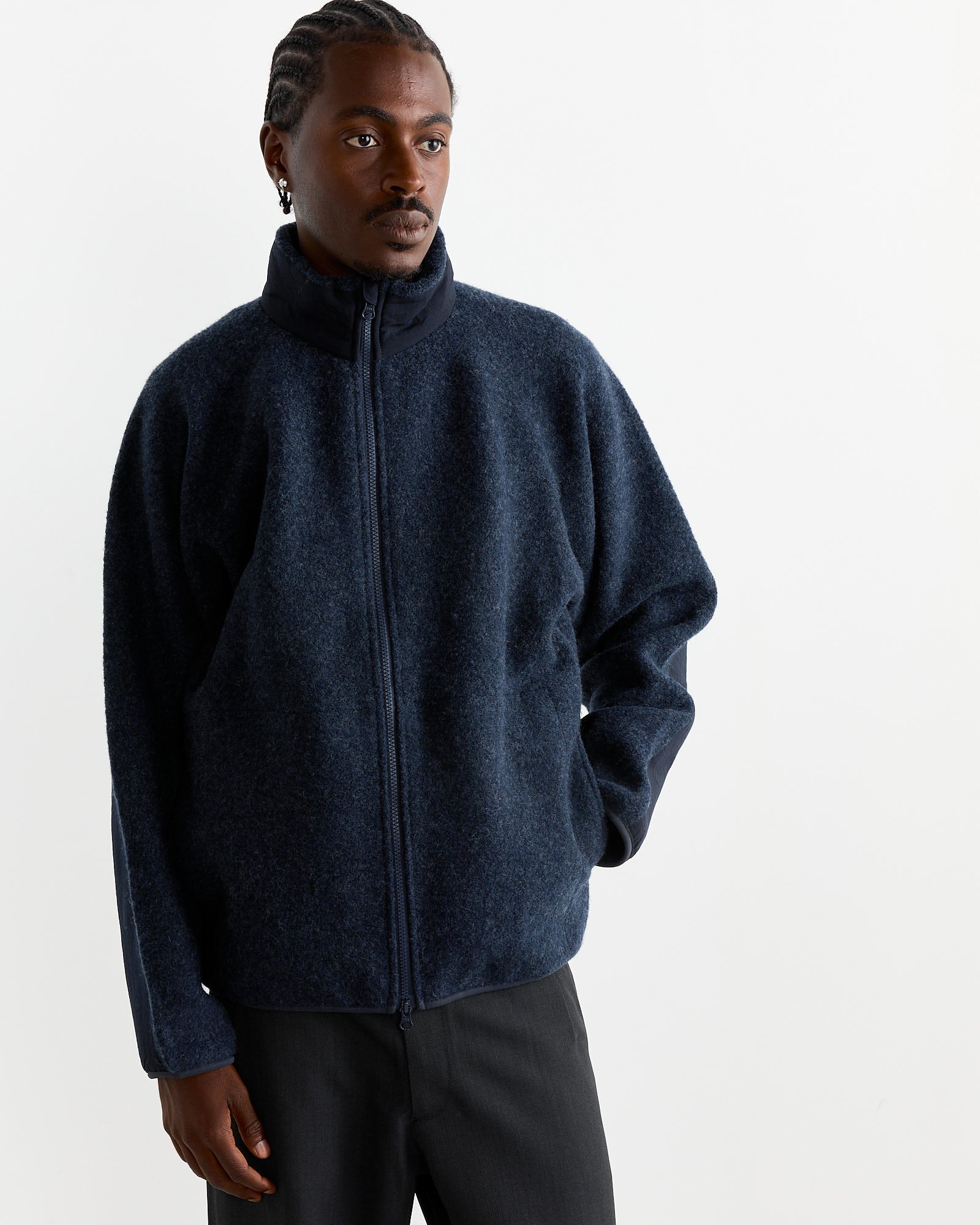 Nanamica Boiled Wool Zip Up Sweater Navy - Navy / M (261916)