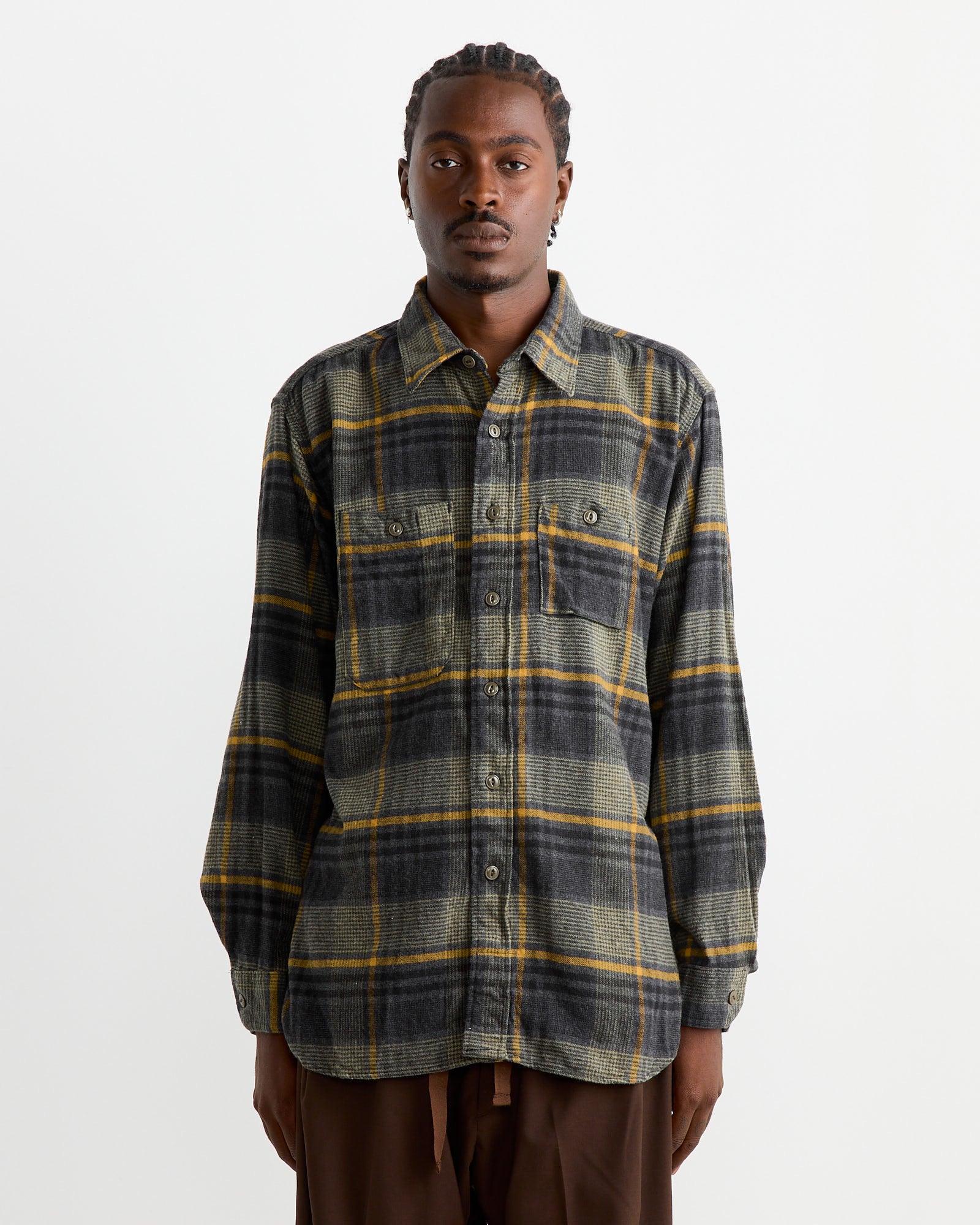 Engineered Garments Work Shirt Yellow/Grey - Yellow/Grey / M (261965)