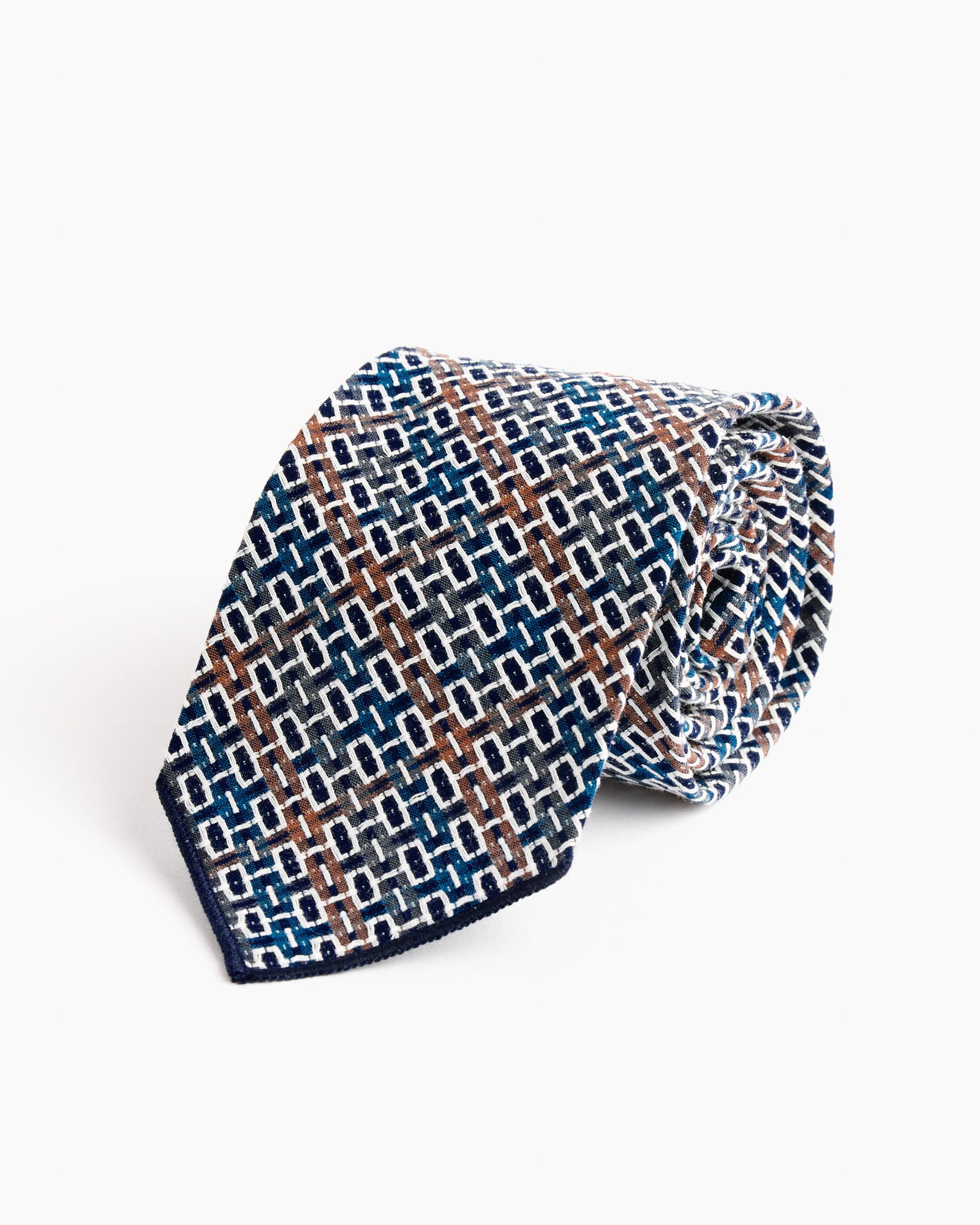 Neck Tie in Navy/Brown