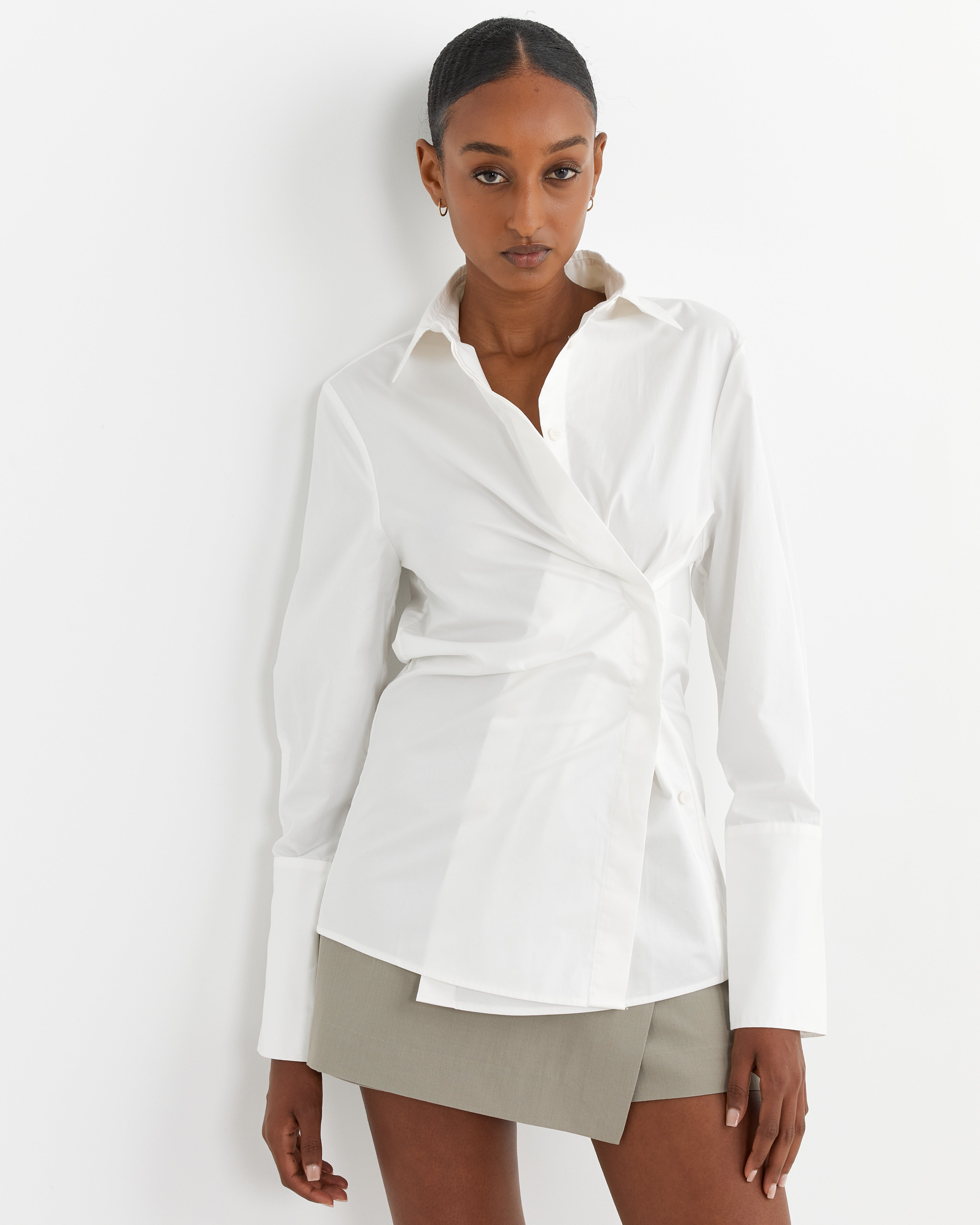 Wrap Shirt in White - White / XS (262051)