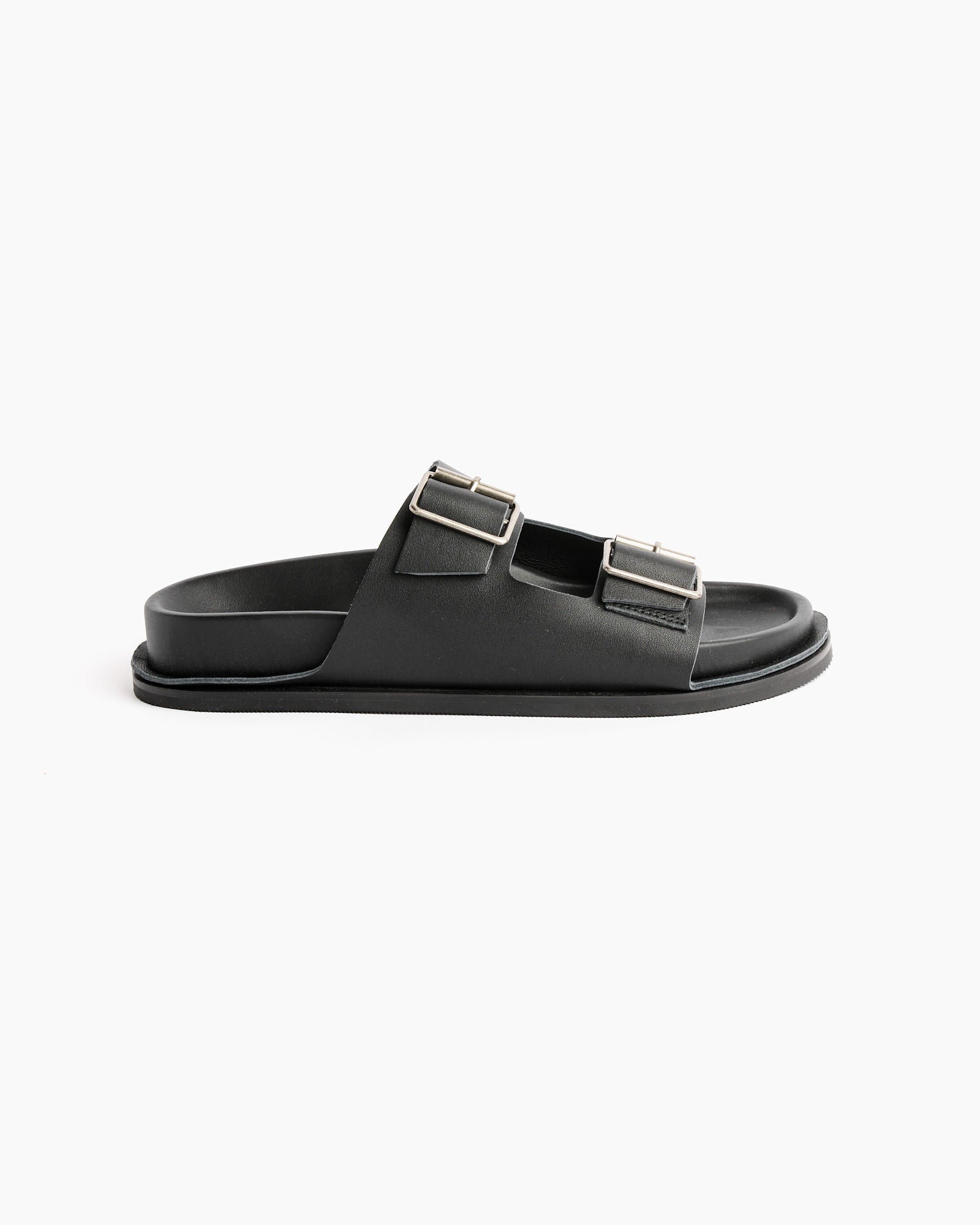 Double Buckle Slides in Black