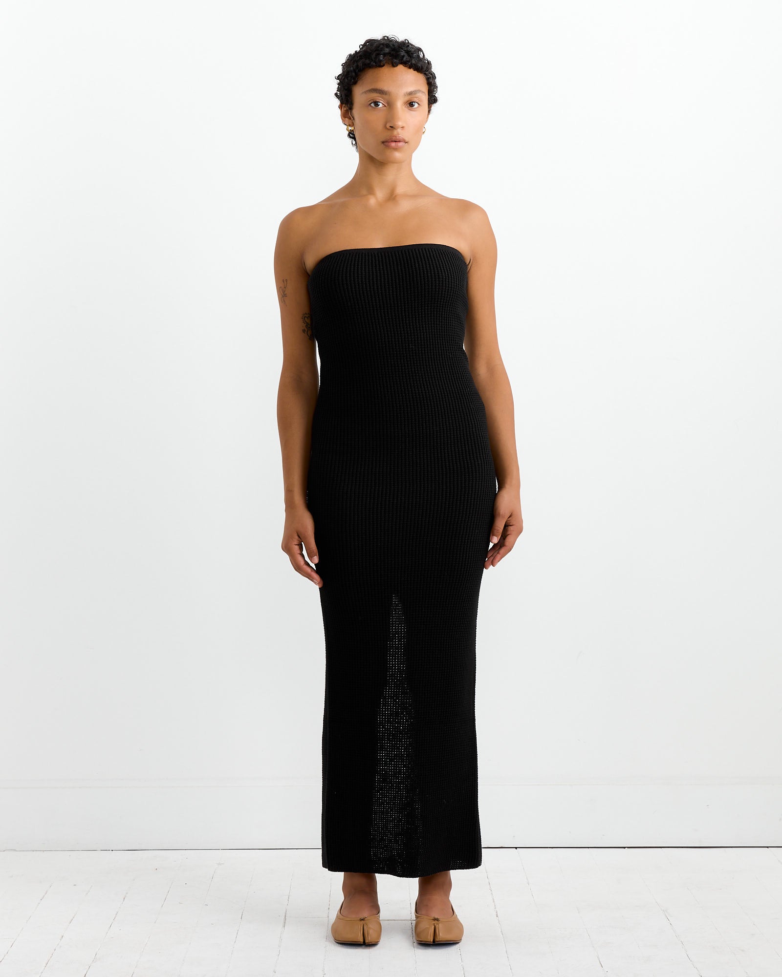 St. Agni Textured Knit Column Dress Black - Black / S (262093)