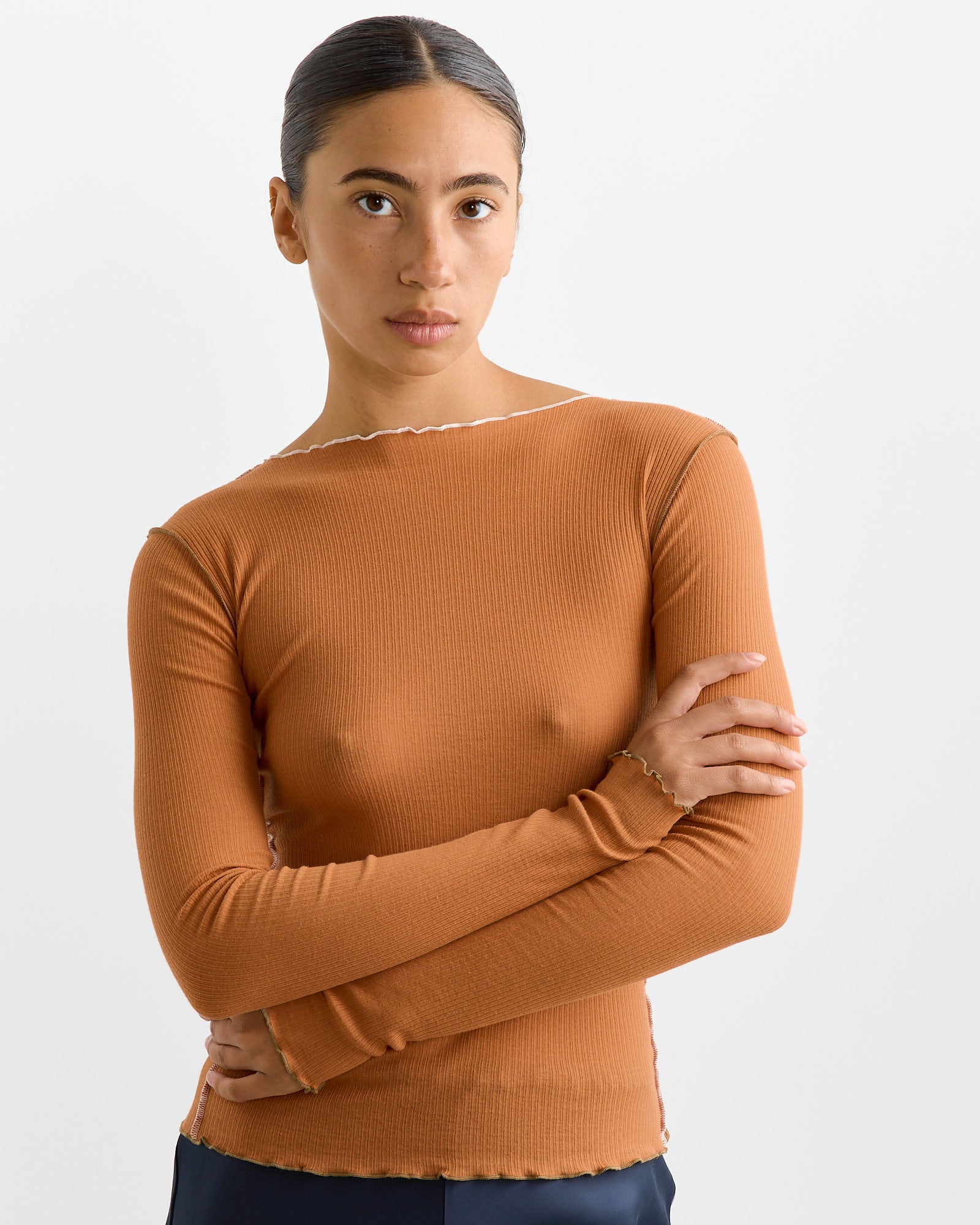 Baserange Vein L/S Top Dre Orange - Dre Orange / S (262397)