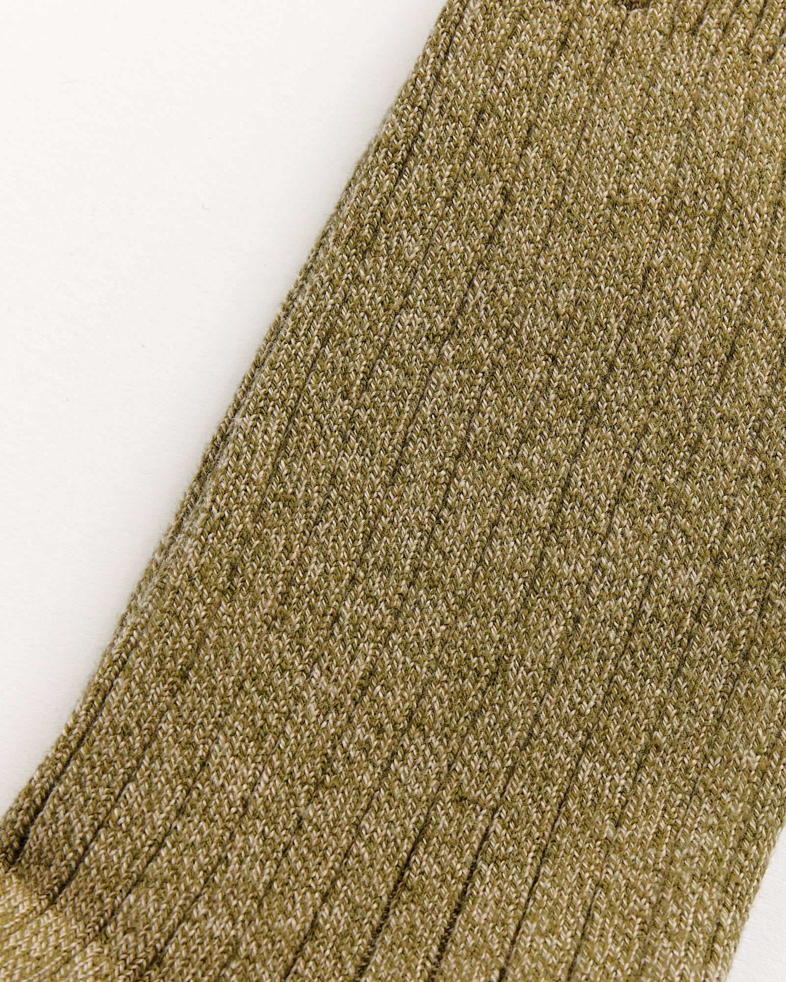 Rib Overankle Socks in Green/Tan