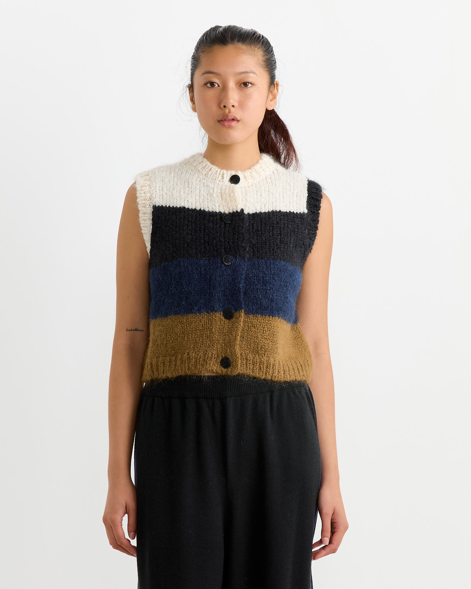 Cordera Alpaca Mohair Striped Waistcoat - Blue/Brown - OS - Default Title (262479)