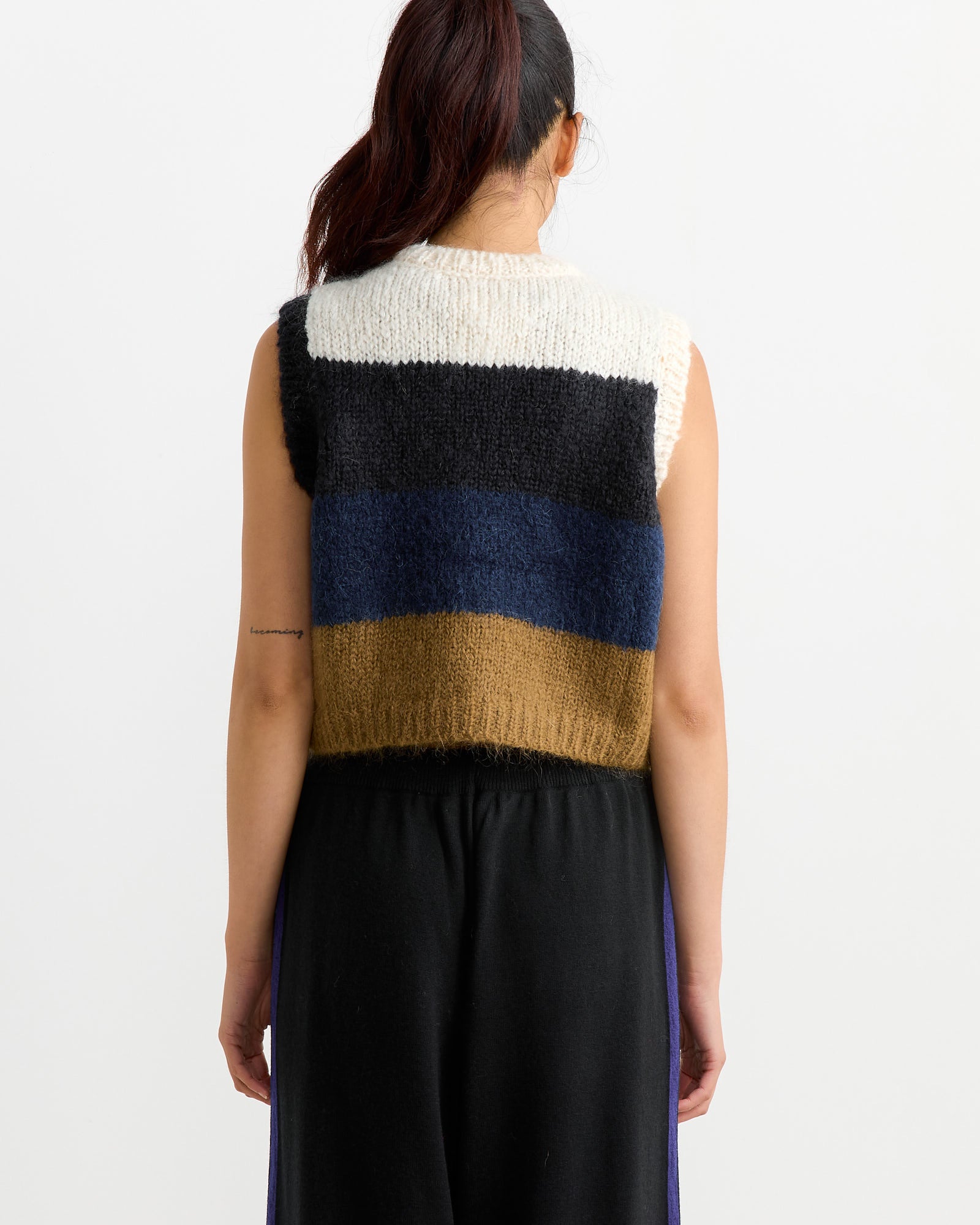 Cordera Alpaca Mohair Striped Waistcoat - Blue/Brown - OS - Default Title (262479)