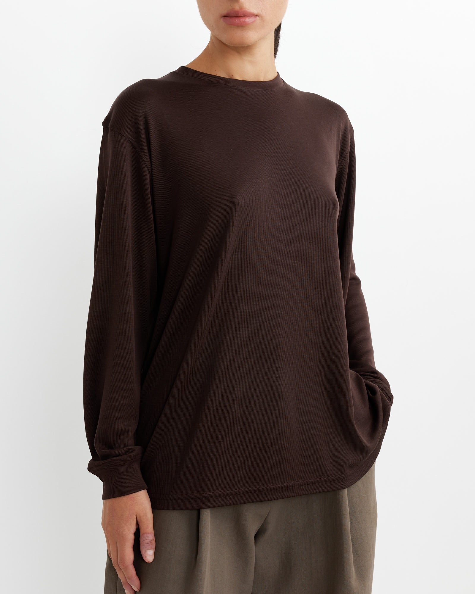 Studio Nicholson Simmons L/S Top Chocolate Brown - Chocolate Brown / 6 (262505)