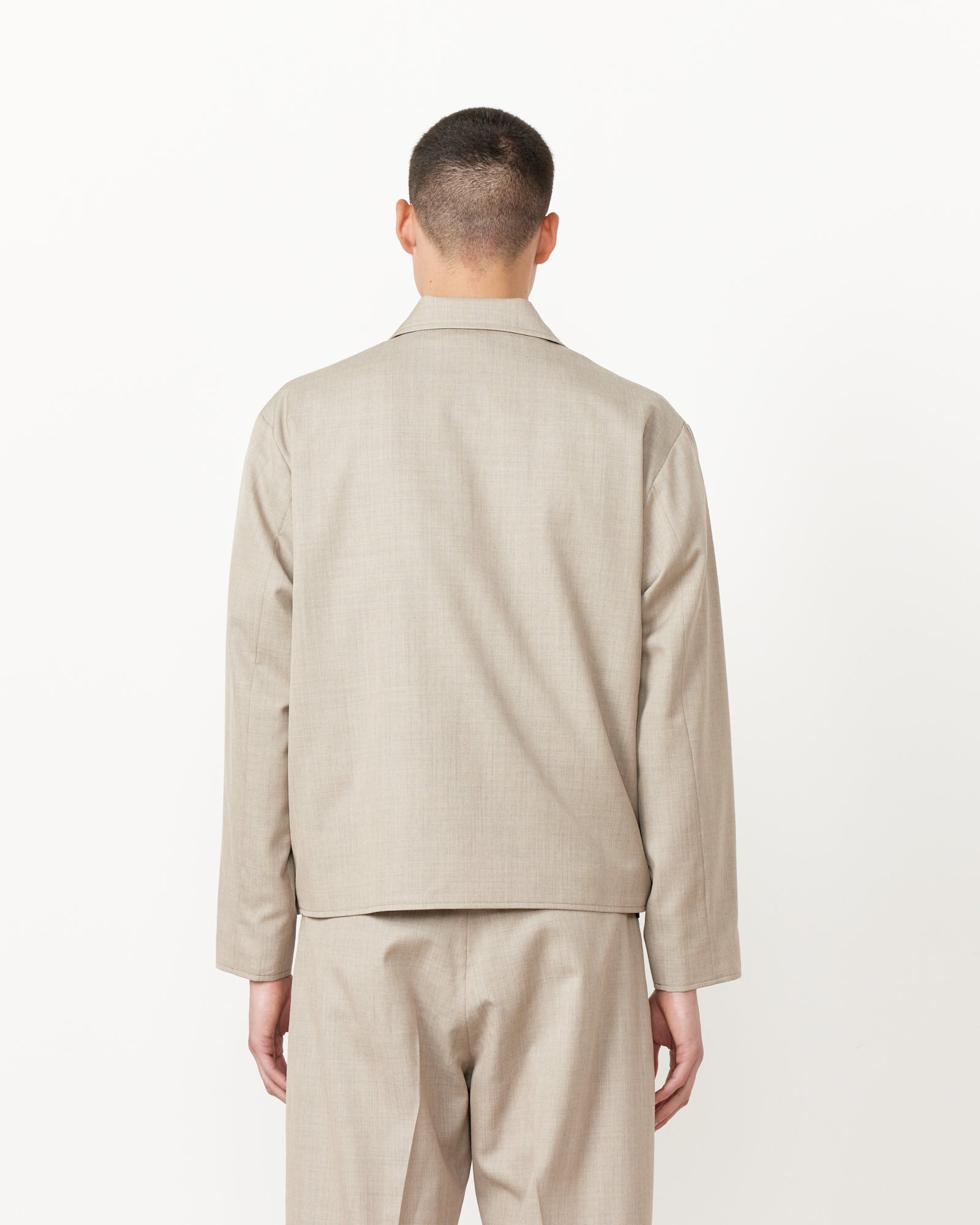 Zip Jacket Wool Gabardine in Greige