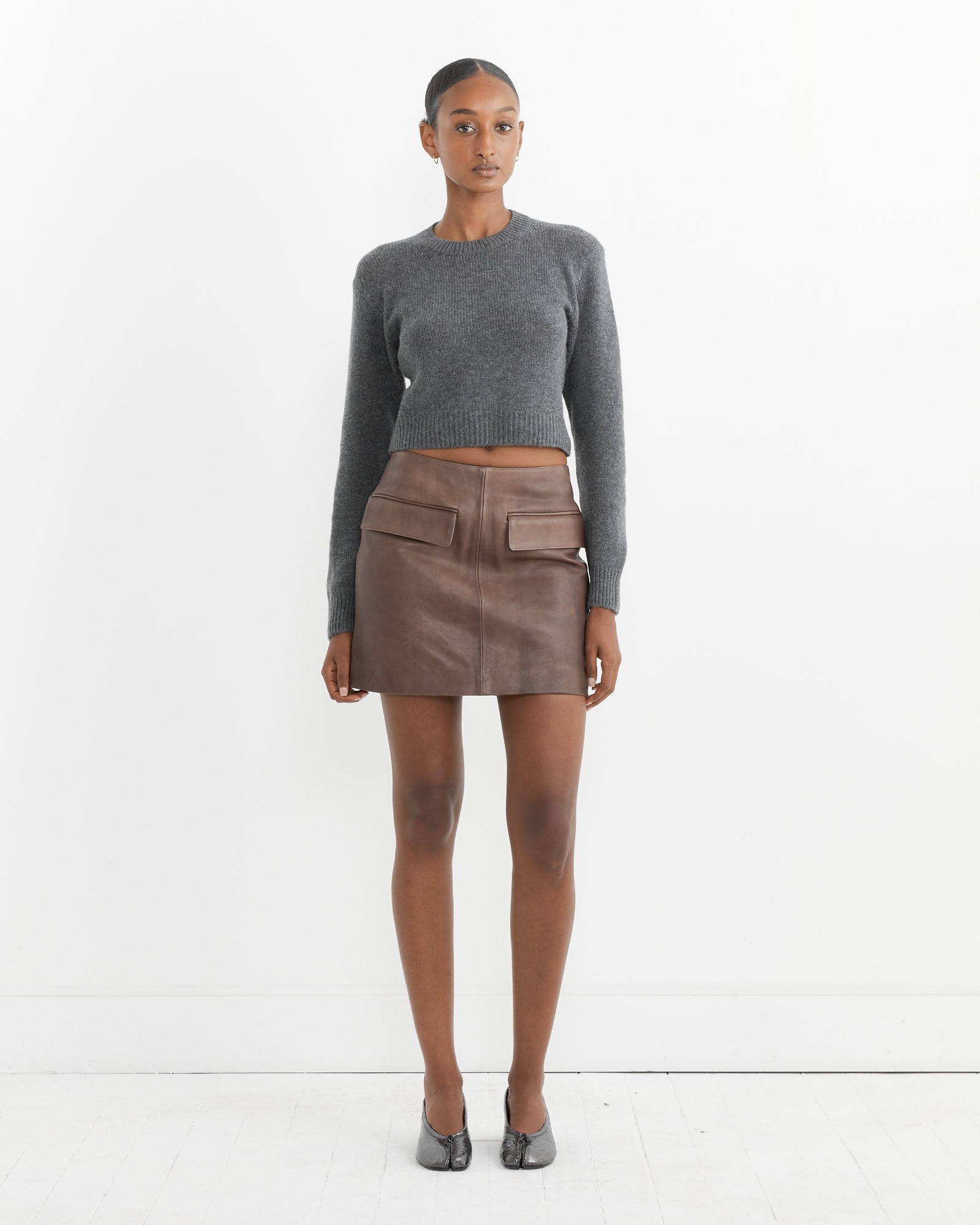 Cashmere Silk Knit Pullover in Grey