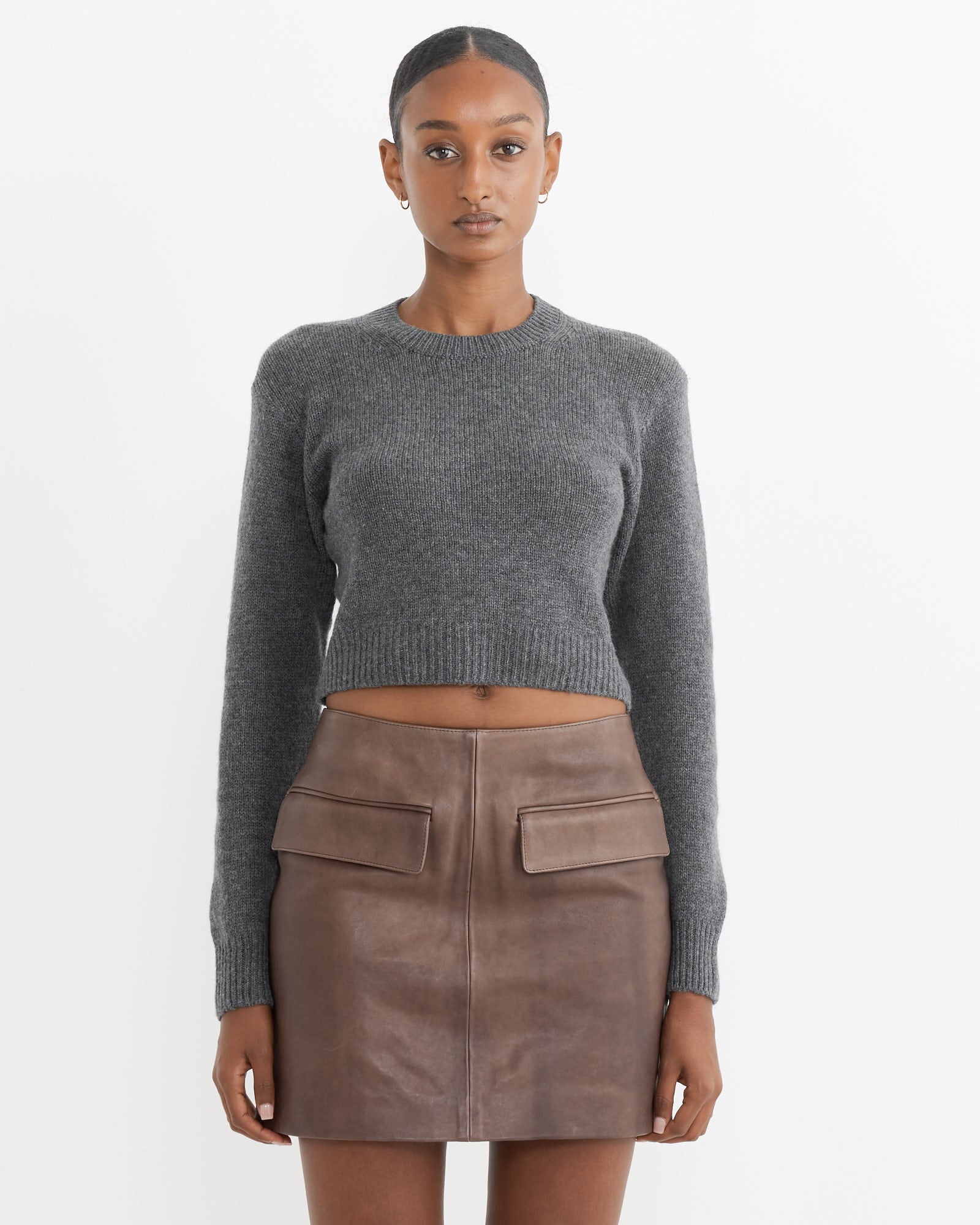 Cashmere Silk Knit Pullover in Grey