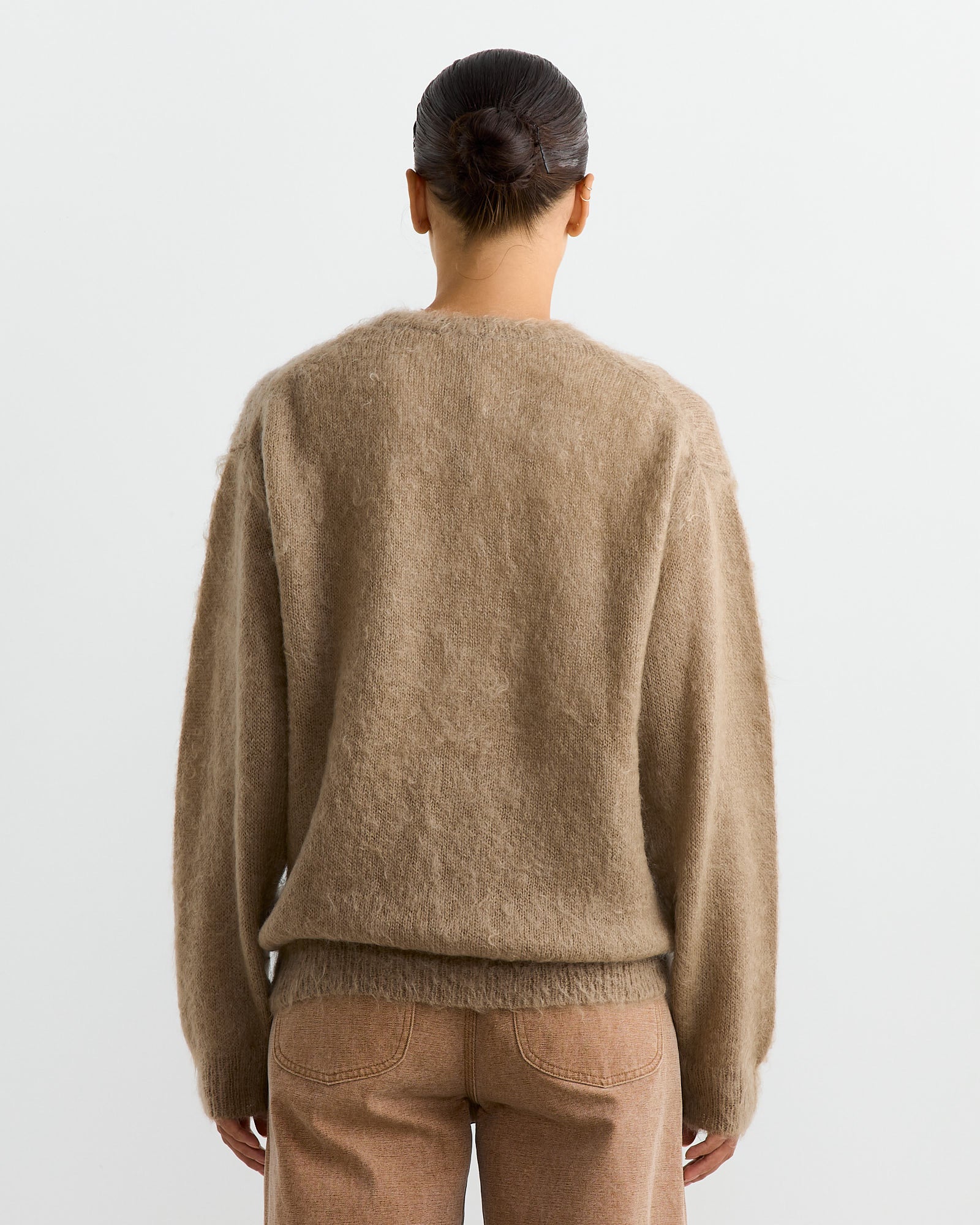 Mohair Knit Pullover in Grey Beige