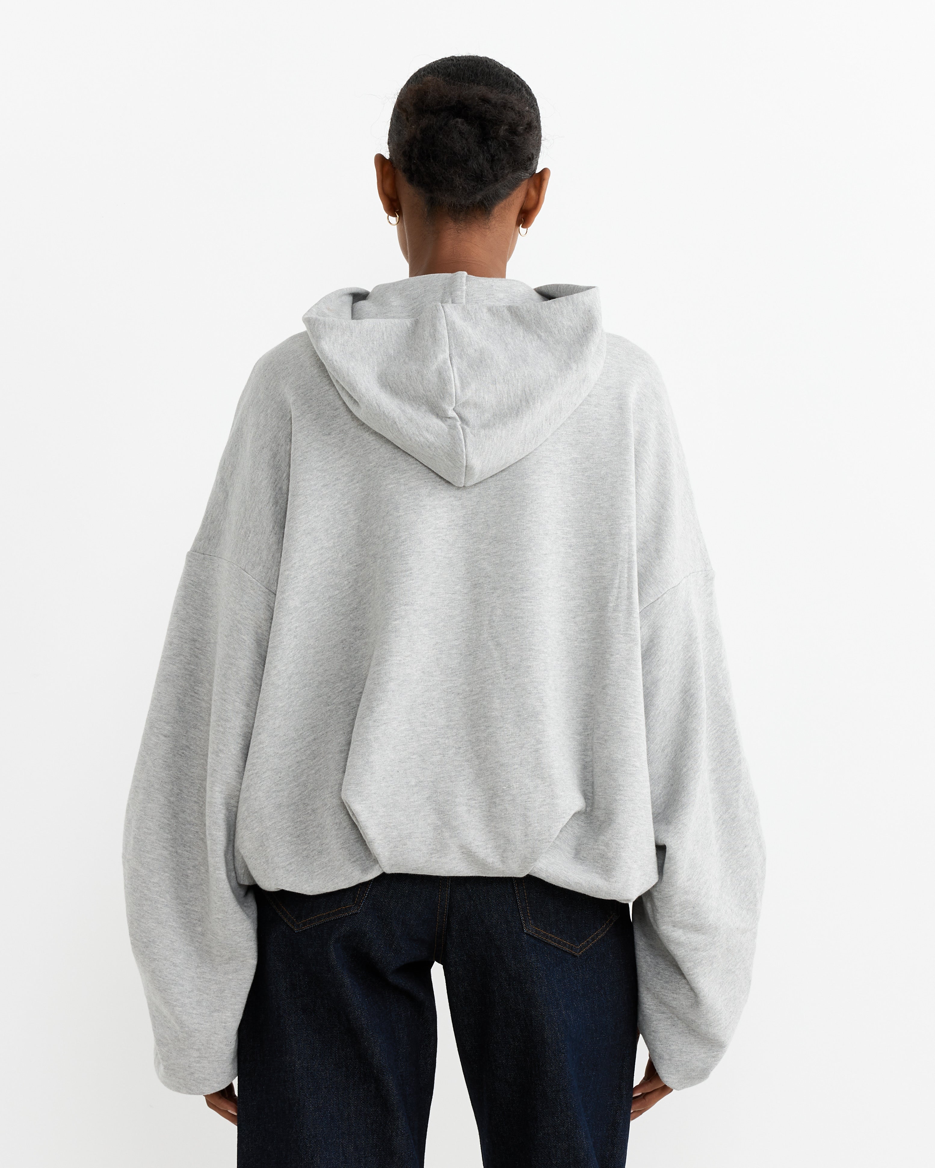 Cropped Hoodie in Grey Melange