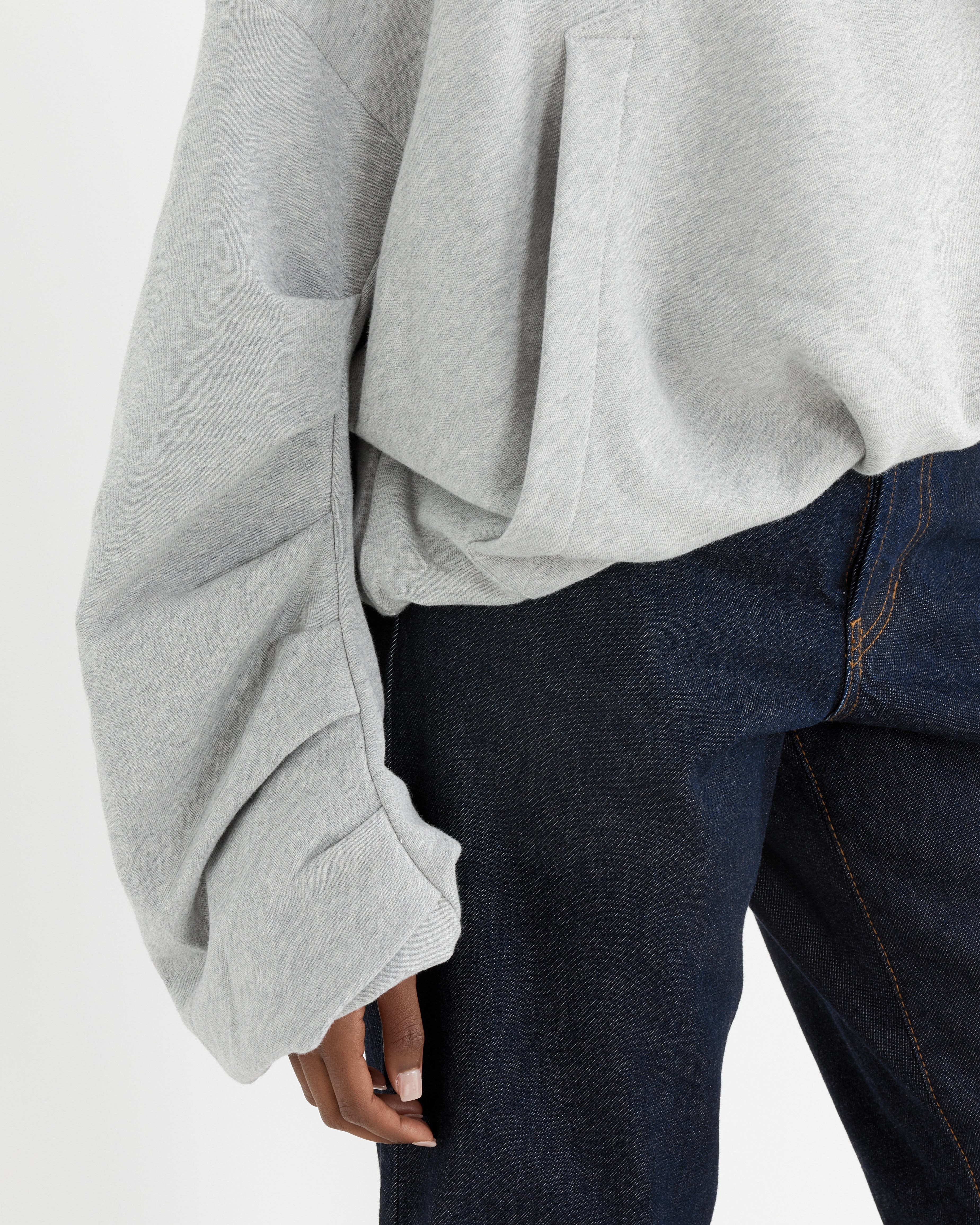 Cropped Hoodie in Grey Melange